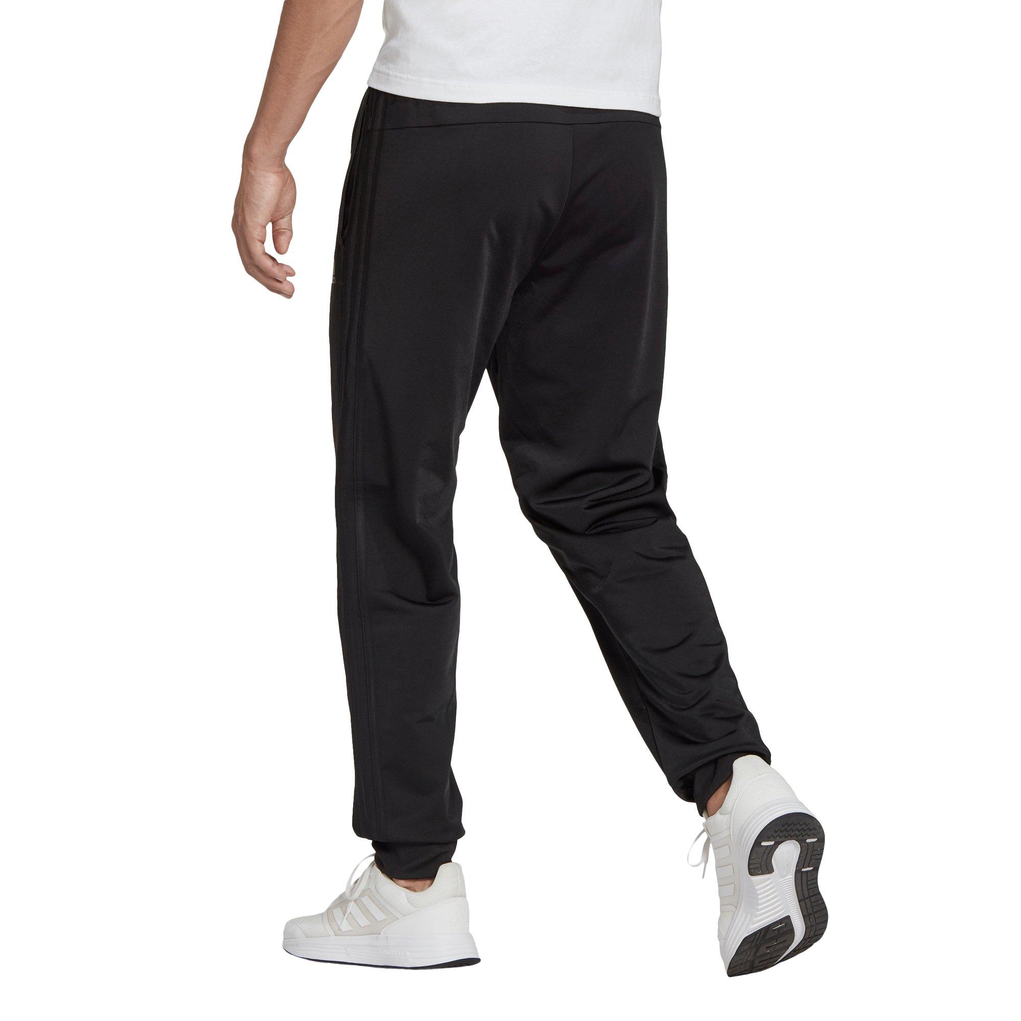 adidas Men's Primegreen Essentials Warm-Up Tapered 3-Stripes Black Track Pants - BLACK Thumbnail View 2