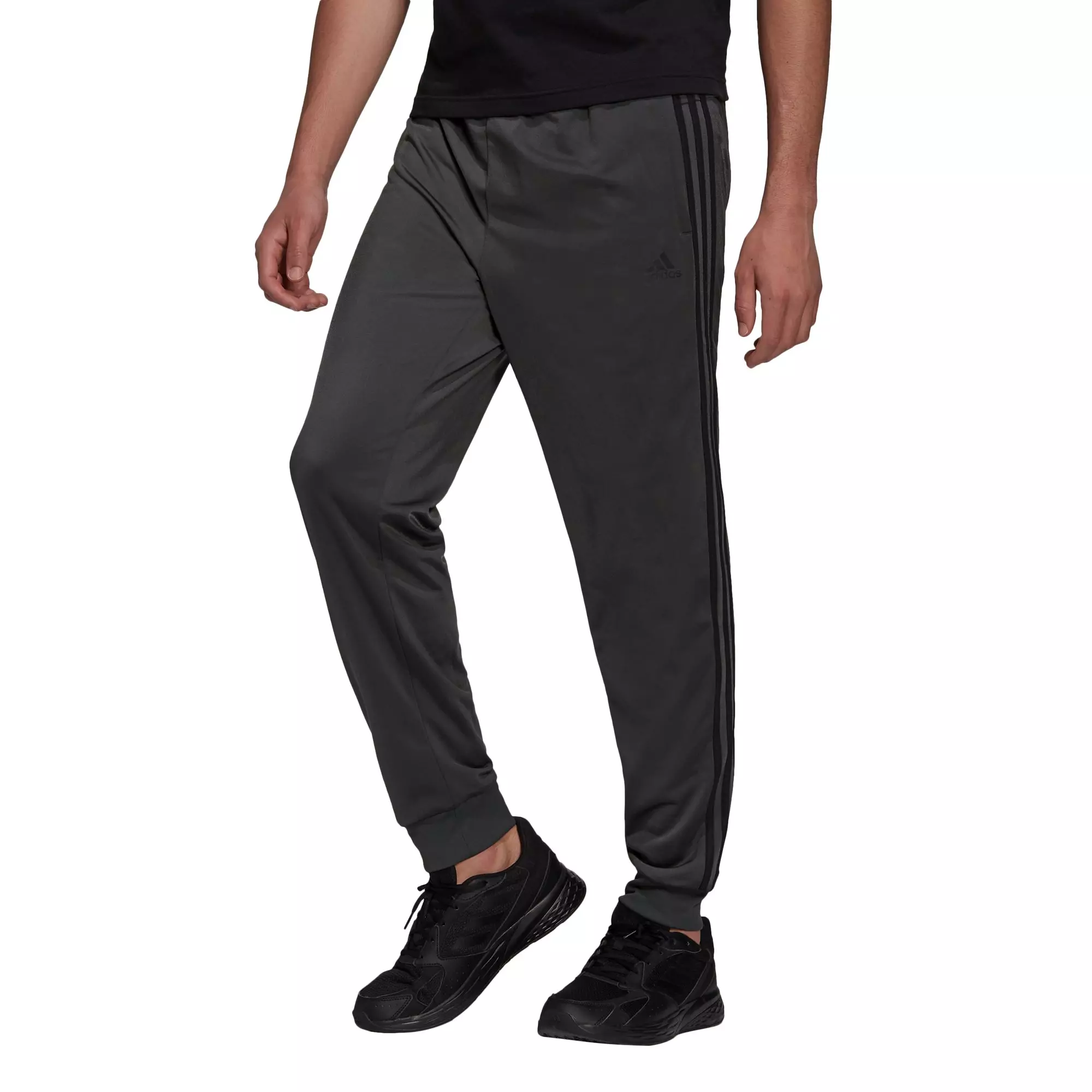 adidas Men's Primegreen Essentials Warm-Up Tapered 3-Stripes Grey