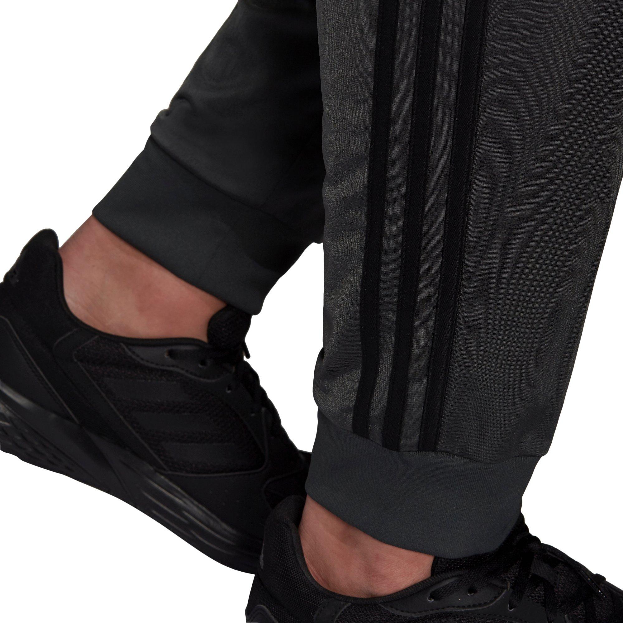 adidas Men's Primegreen Essentials Warm-Up Tapered 3-Stripes Grey/Black Track Pants - GREY/BLACK Thumbnail View 5