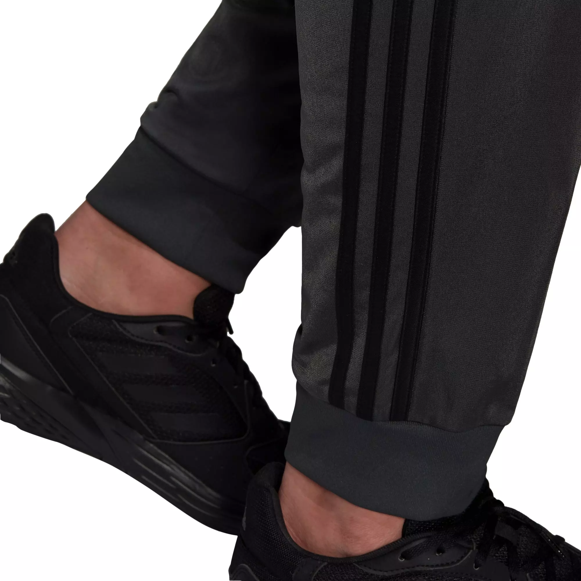 adidas Men's Primegreen Essentials Warm-Up Tapered 3-Stripes Grey/Black Track Pants - GREY/BLACK