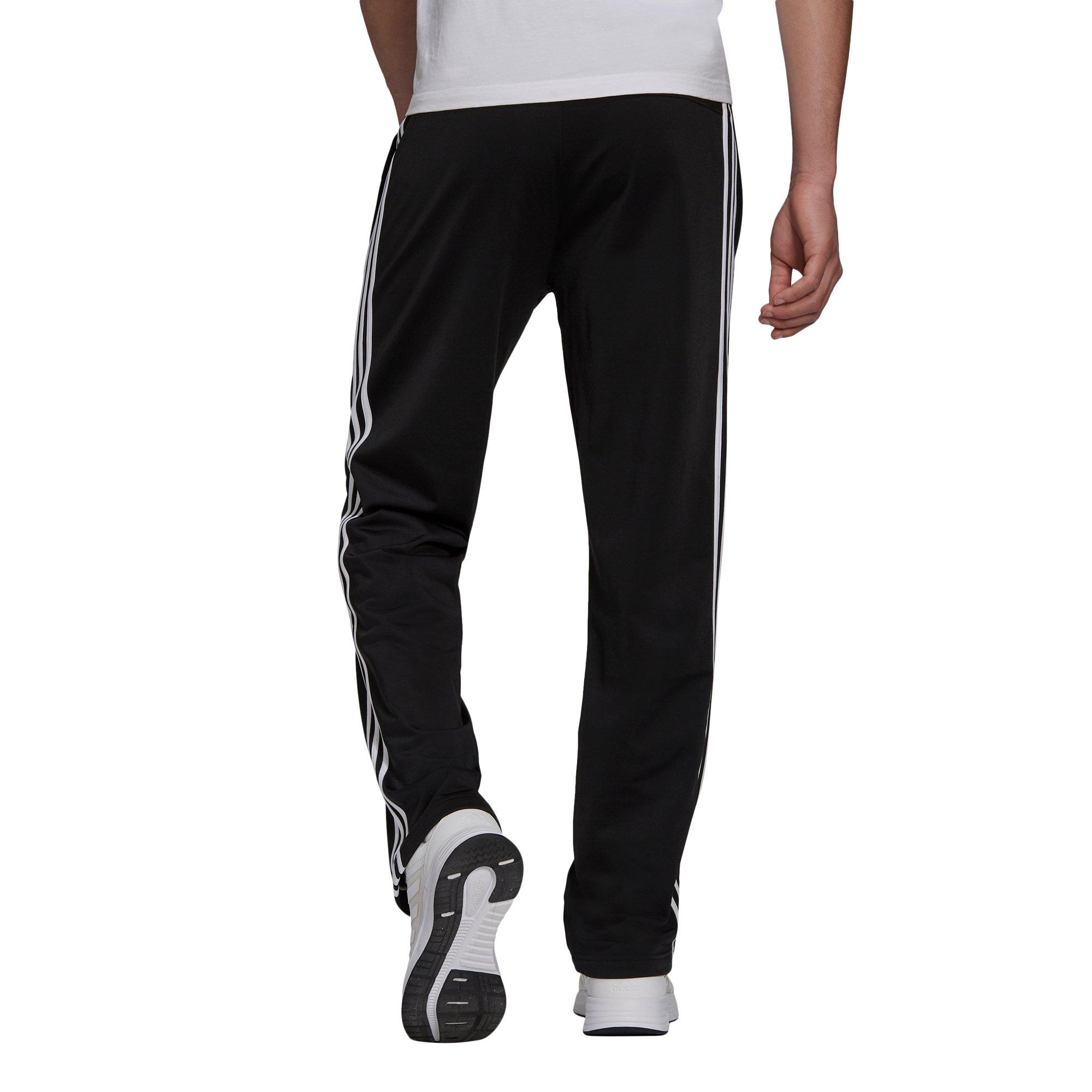 adidas Men's Primegreen Essentials Warm-Up Open Hem 3-Stripes Track Black/White Pants - BLACK/WHITE Thumbnail View 2