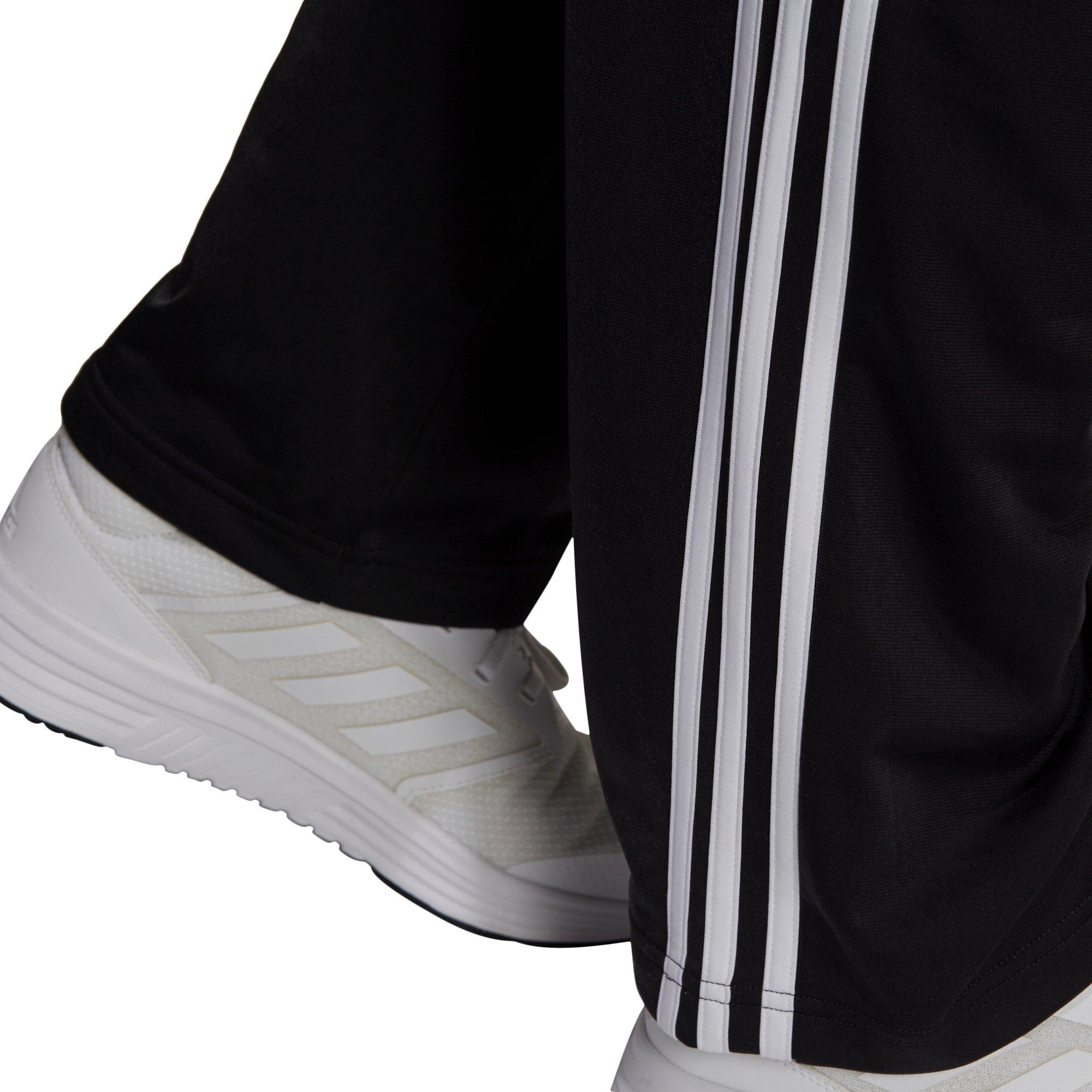 adidas Men's Primegreen Essentials Warm-Up Open Hem 3-Stripes Track Black/White Pants - BLACK/WHITE Thumbnail View 5