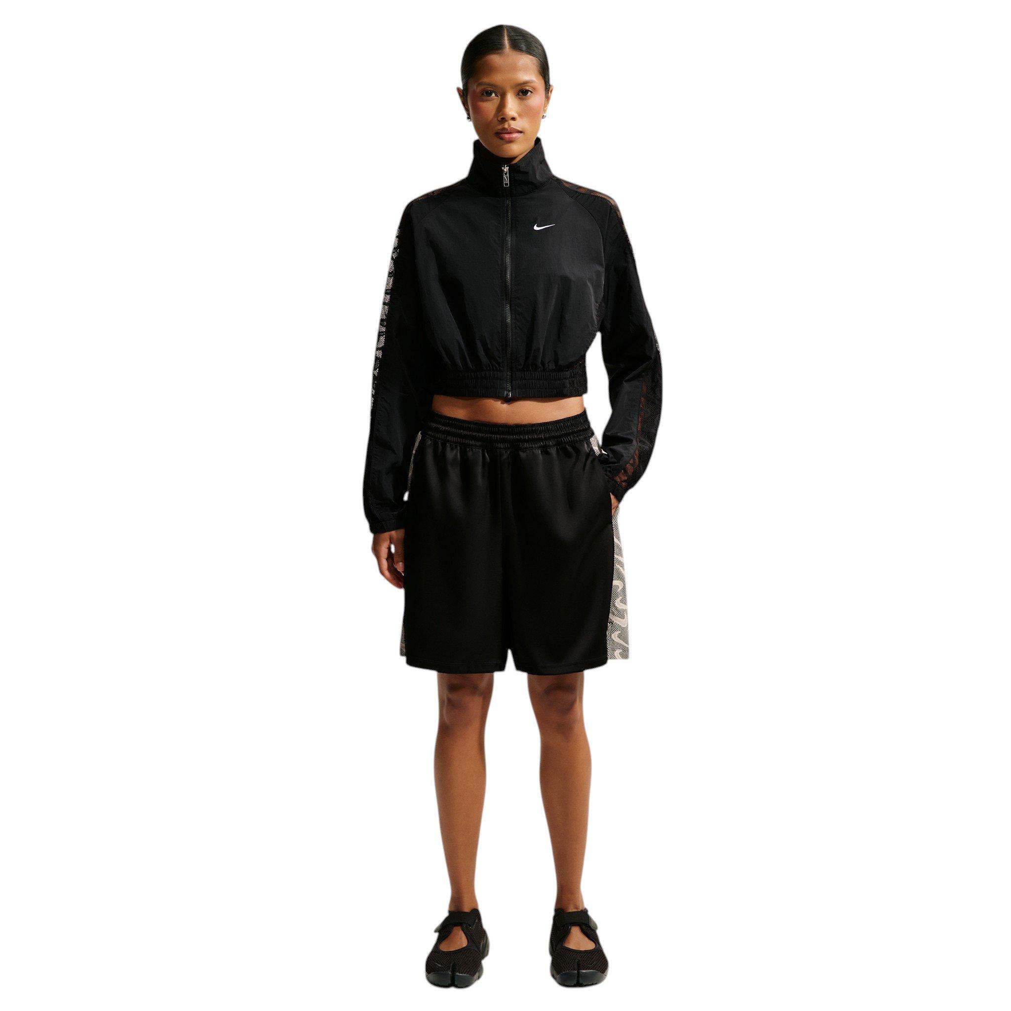 Nike Women's Sportswear Cropped Lace Track Jacket - Black - BLACK