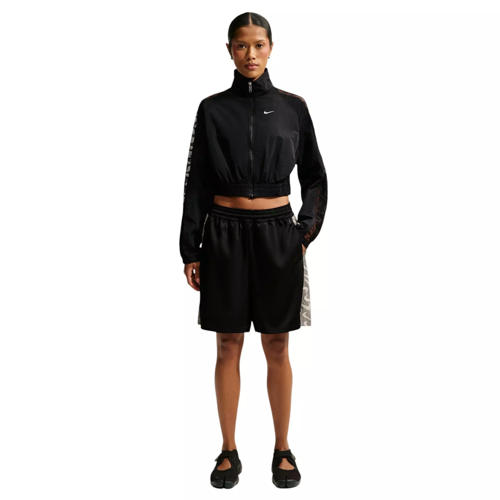 Nike Women's Sportswear Cropped Lace Track Jacket - Black - BLACK