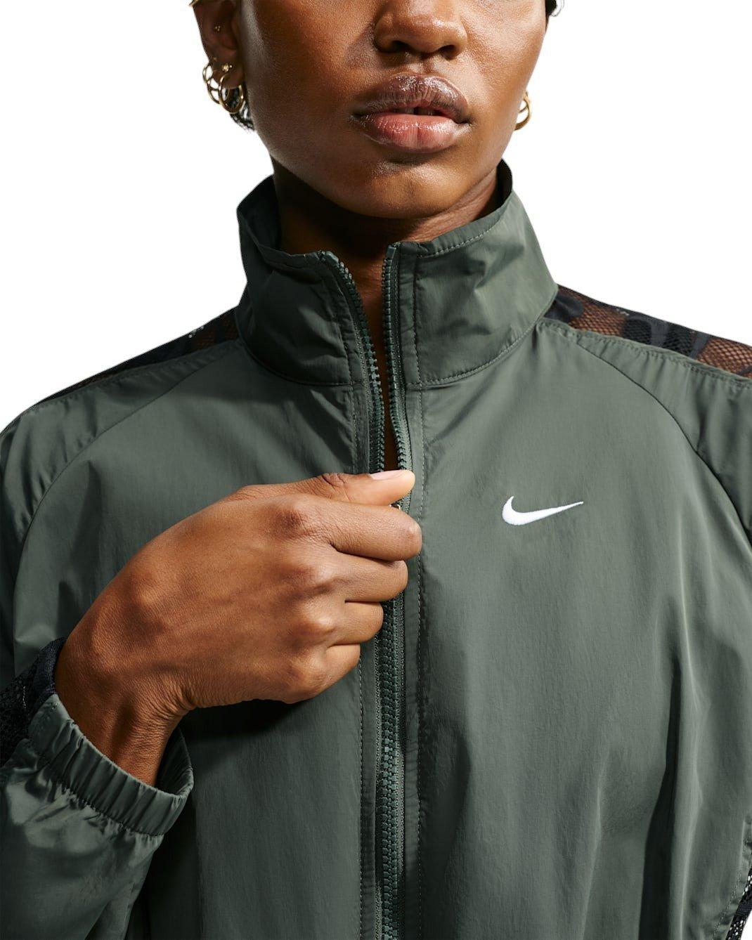 Nike Women's Sportswear Cropped Lace Track Jacket - Camo Green - CAMO GREEN
