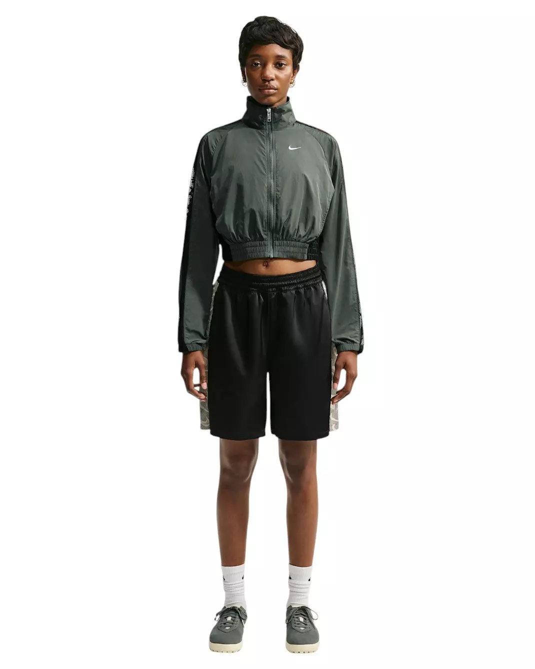 Nike Women's Sportswear Cropped Lace Track Jacket - Camo Green - CAMO GREEN