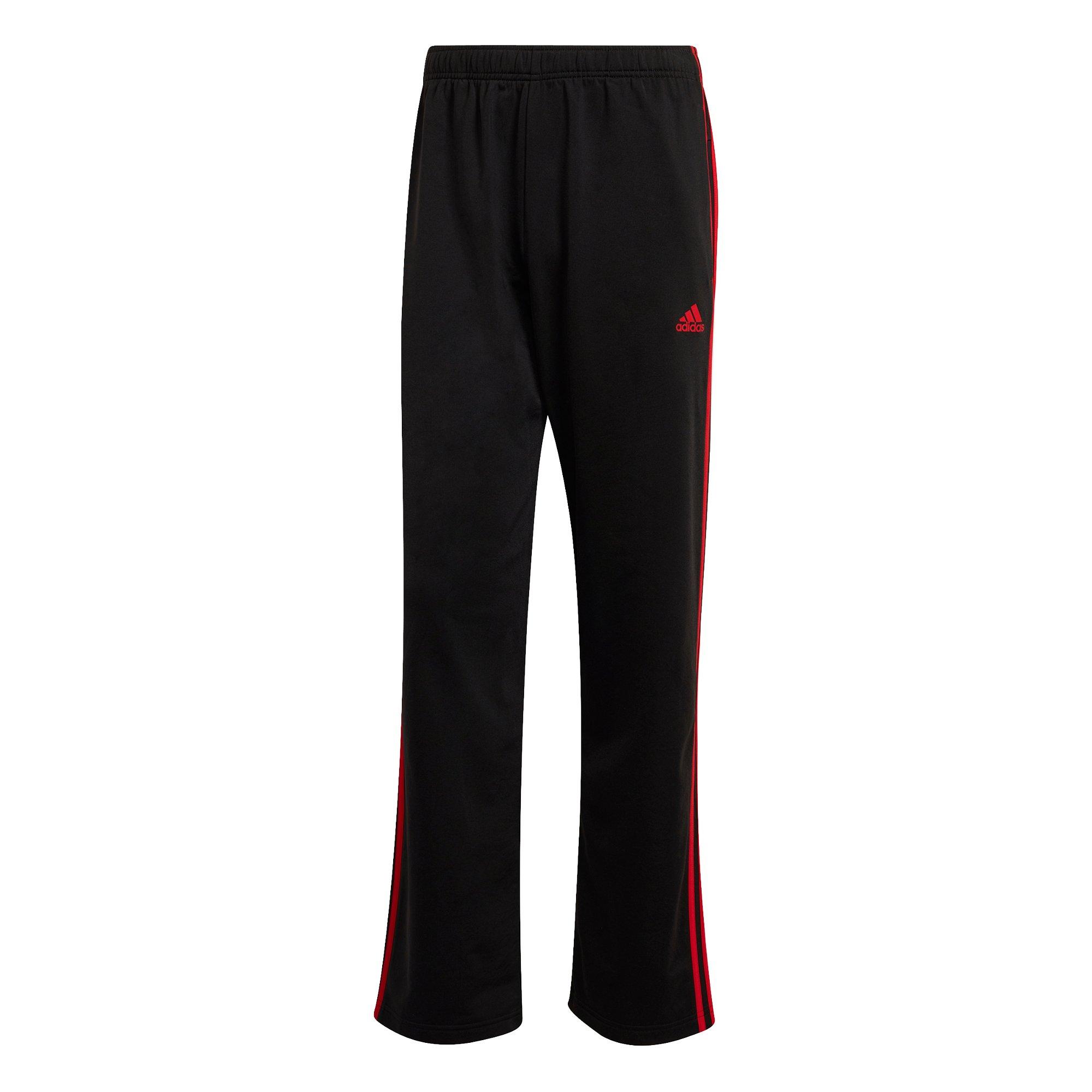 adidas Men's Primegreen Essentials Warm-Up Open Hem 3-Stripes Track  Black/White Pants - Hibbett