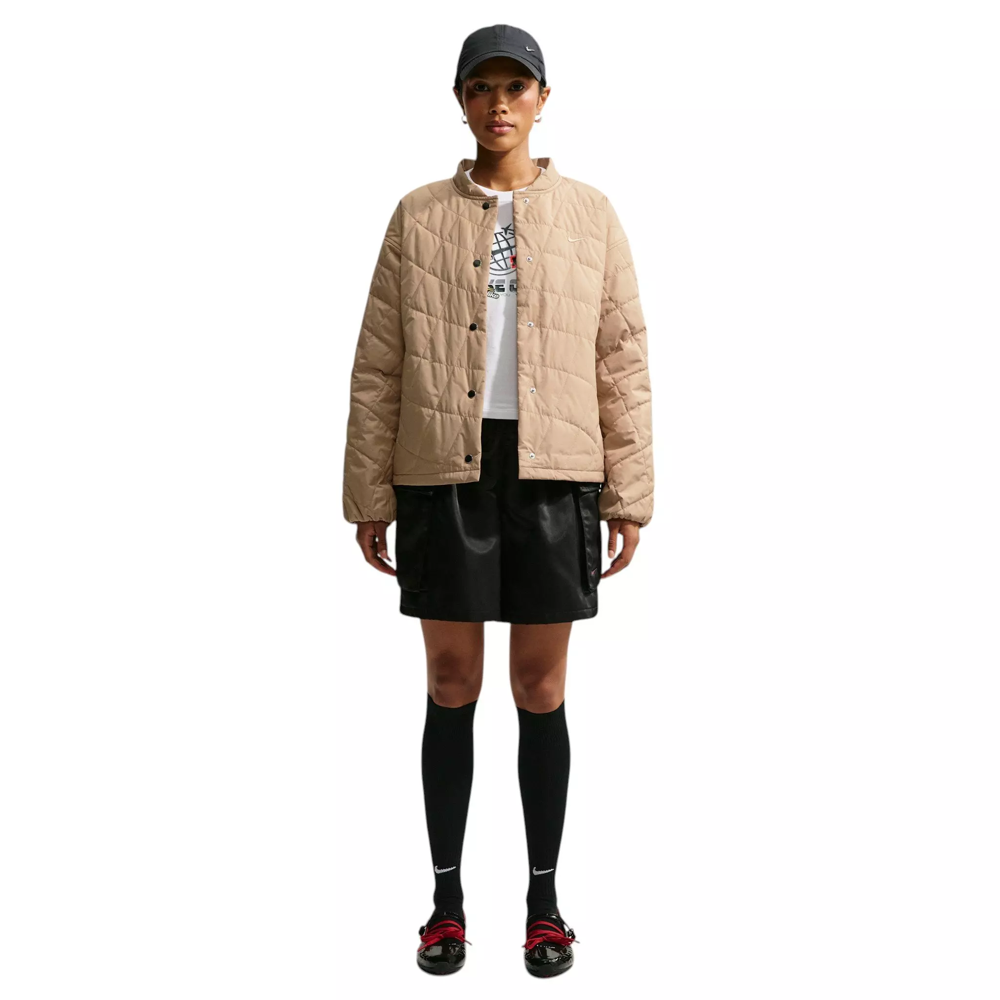Nike Women's Therma-FIT Cropped Quilted Barn Jacket - Beige - BEIGE