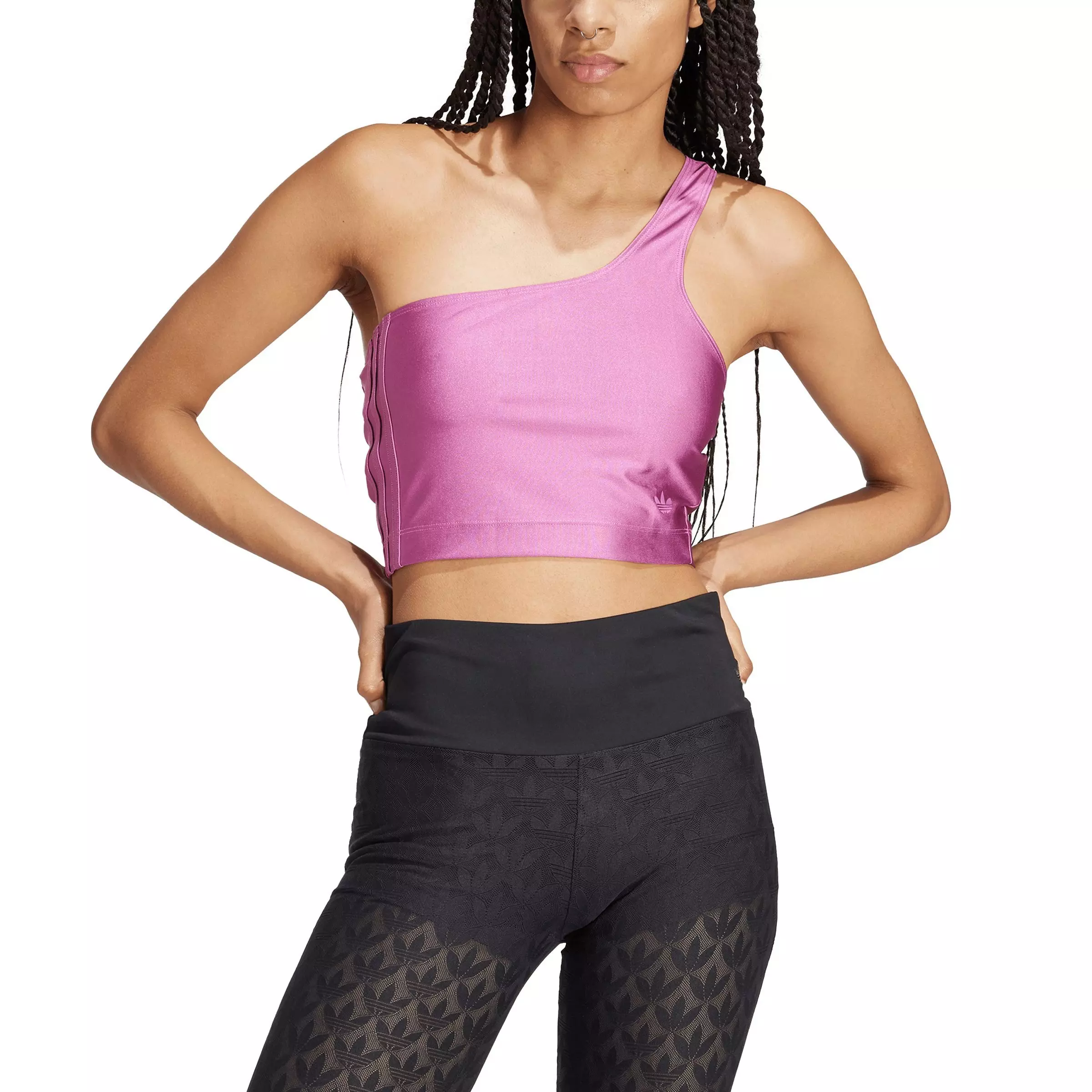 adidas Women's Originals Fashion Cut-Out Spandex Crop Top - Purple - PURPLE
