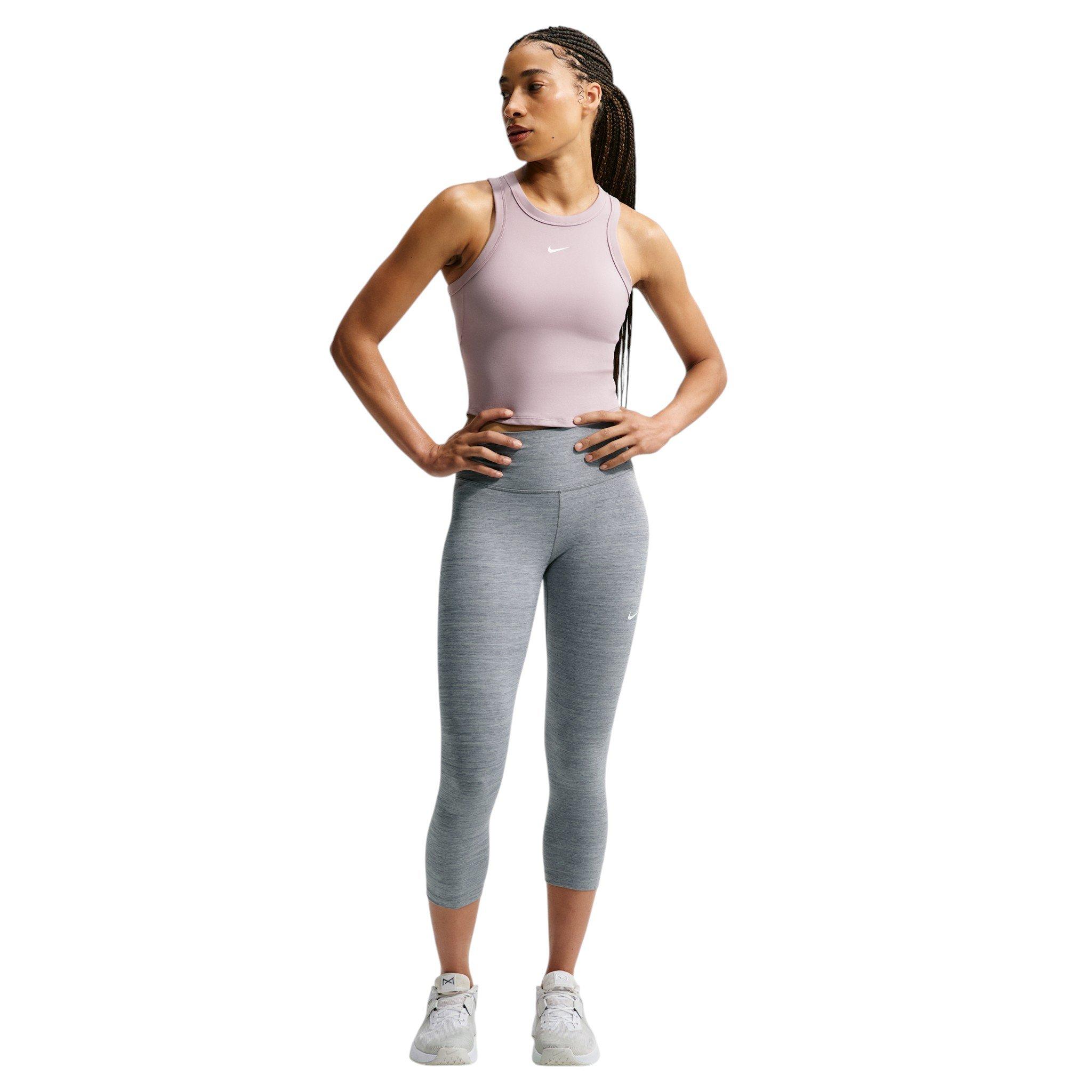 Nike Women's One High-Waisted Crop Leggings - Grey/White - GREY/WHITE Thumbnail View 4