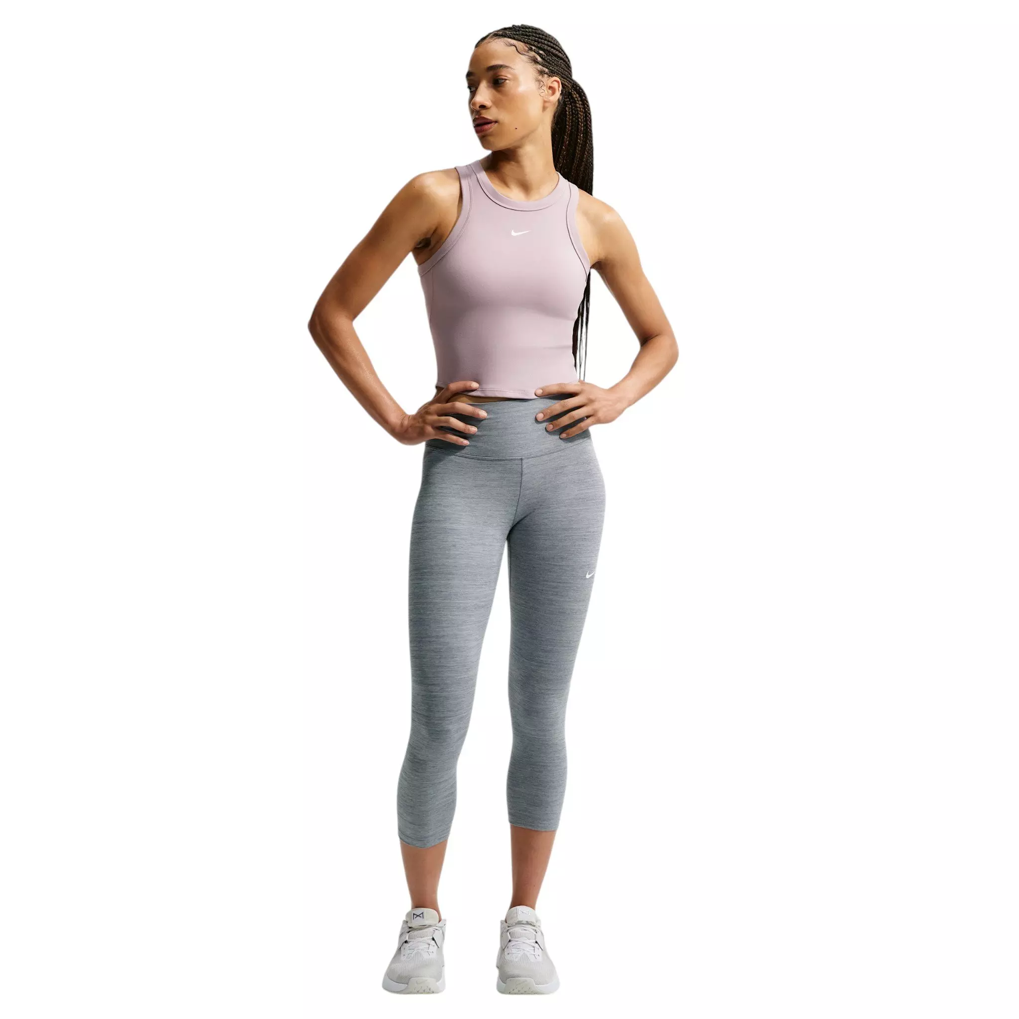 Nike Women's One High-Waisted Crop Leggings - Grey/White - GREY/WHITE
