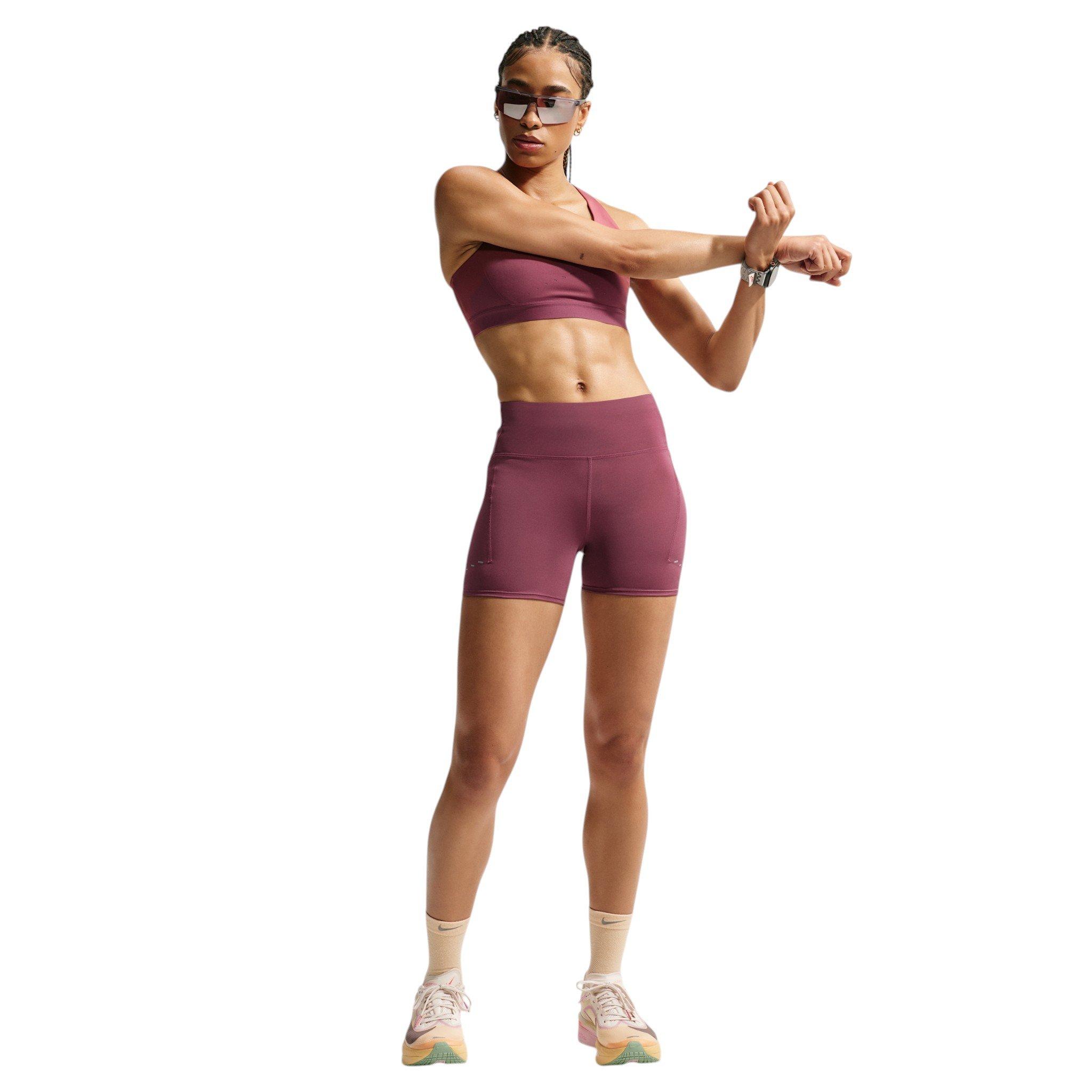 Nike Women's Swift High-Waisted 4" Tight Running Shorts with Pockets - Pink Smoke - PINK SMOKE Thumbnail View 5