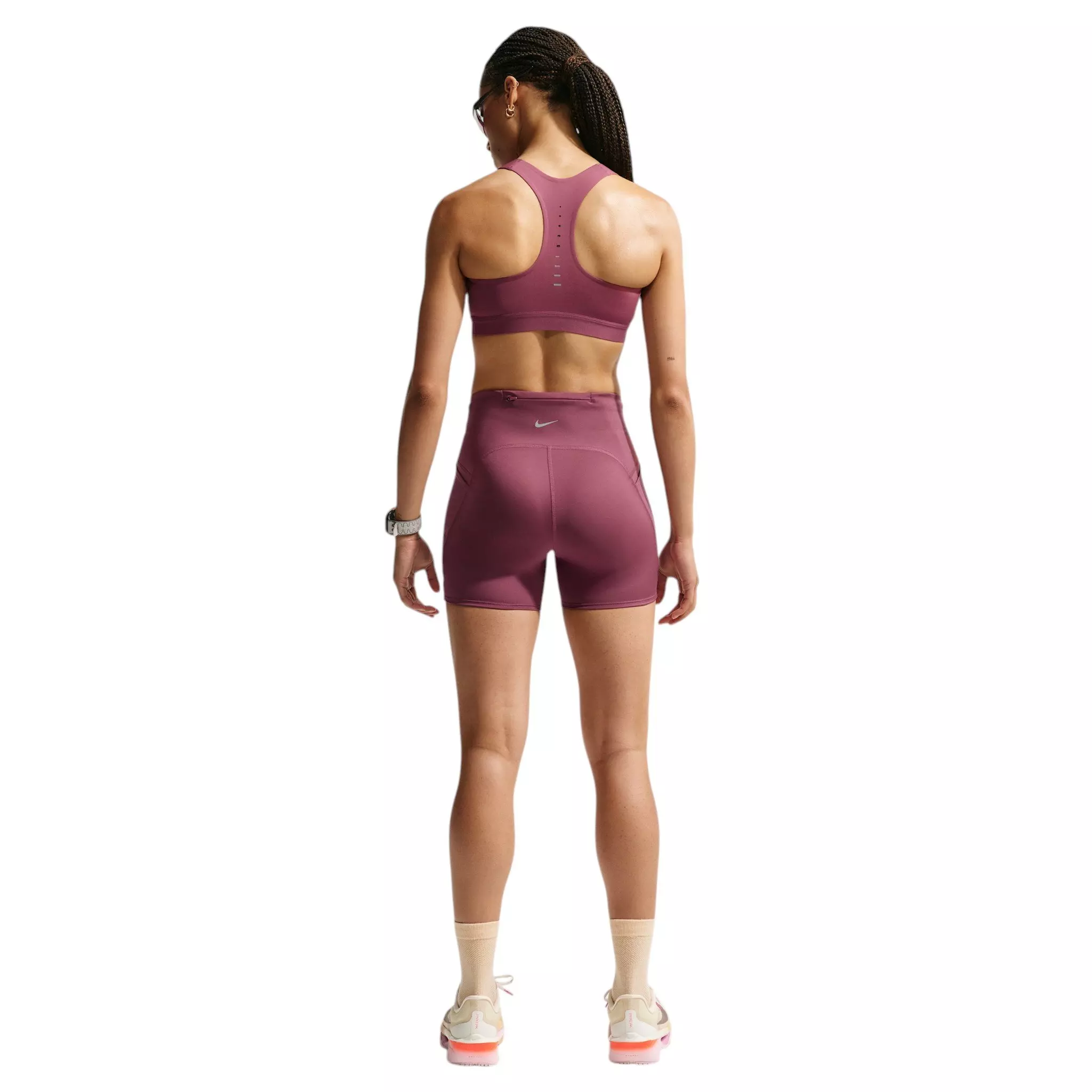 Nike Women's Swift High-Waisted 4" Tight Running Shorts with Pockets - Pink Smoke - PINK SMOKE