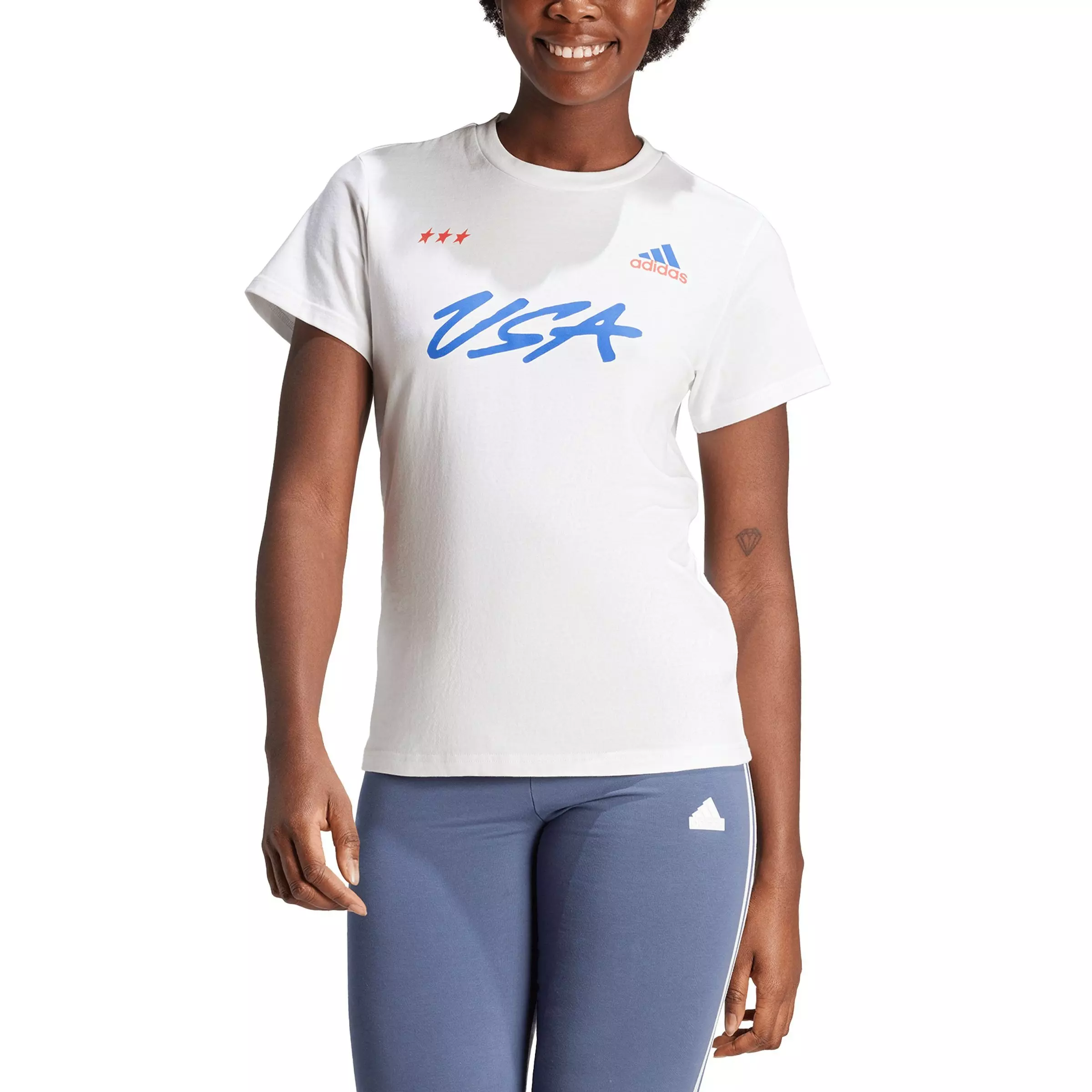 adidas Women's Sportswear Graphic Americana Tee -White - WHITE