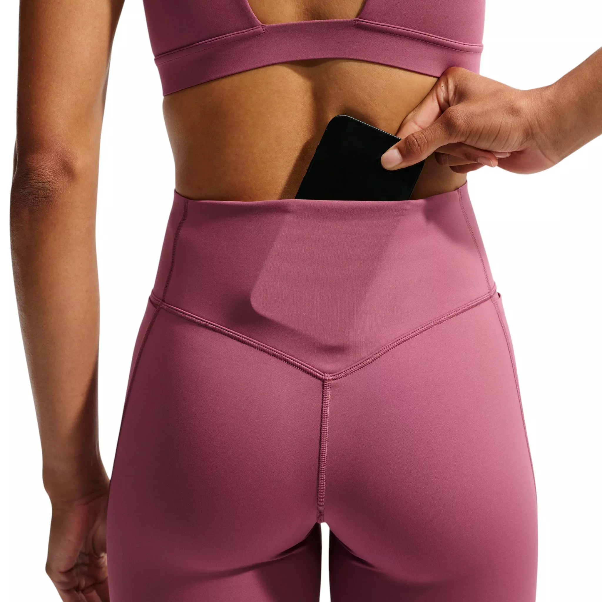 Nike Women's Universa High-Waisted Full-Length with No Front Seam - Pink Smoke - PINK SMOKE