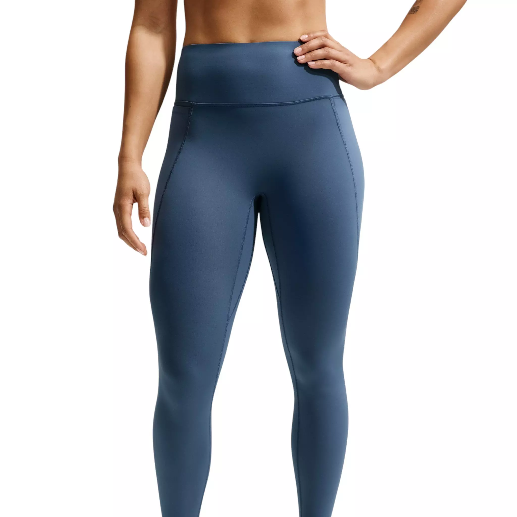 Nike Women's Universa High-Waisted 7/8 Leggings with No Front Seam - Slate Navy - SLATE NAVY
