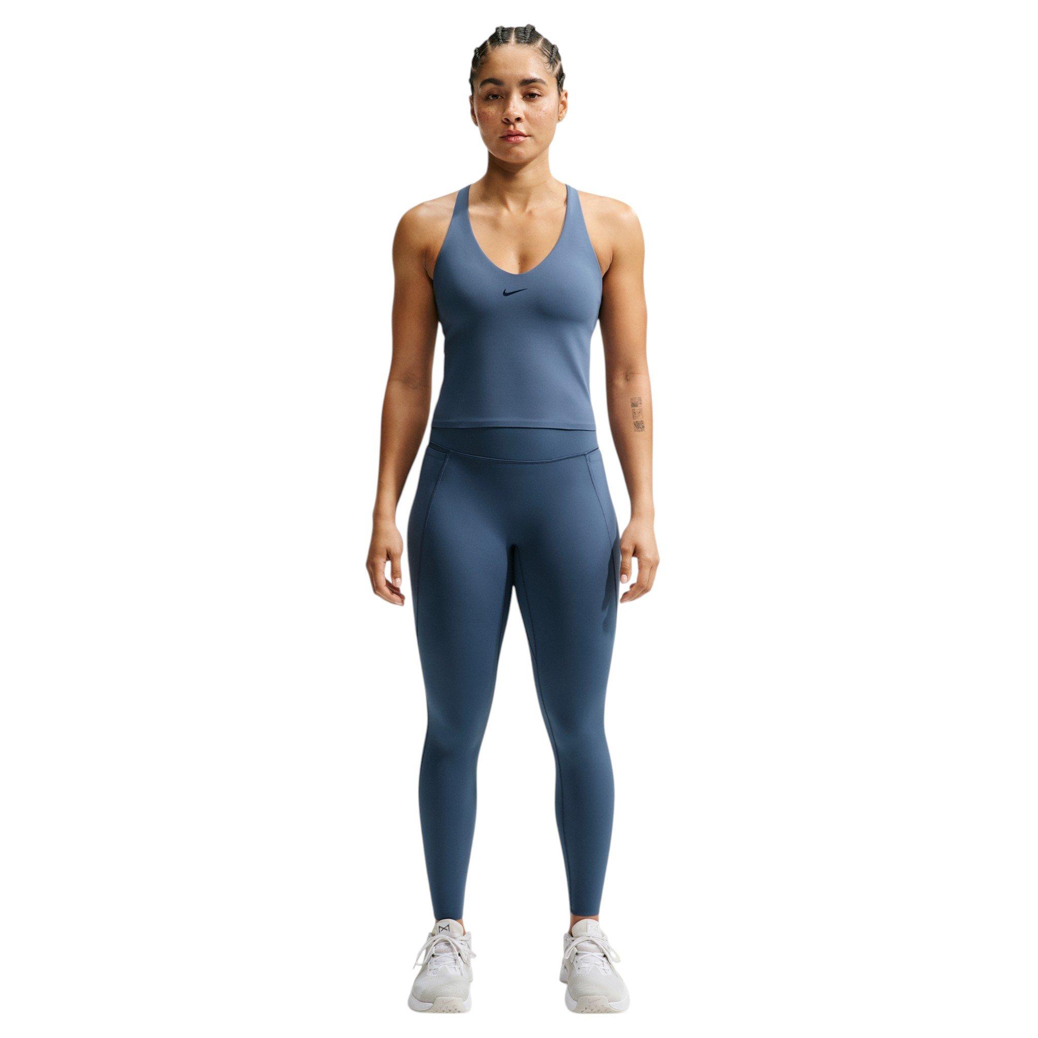 Nike Women's Universa High-Waisted 7/8 Leggings with No Front Seam - Slate Navy - SLATE NAVY