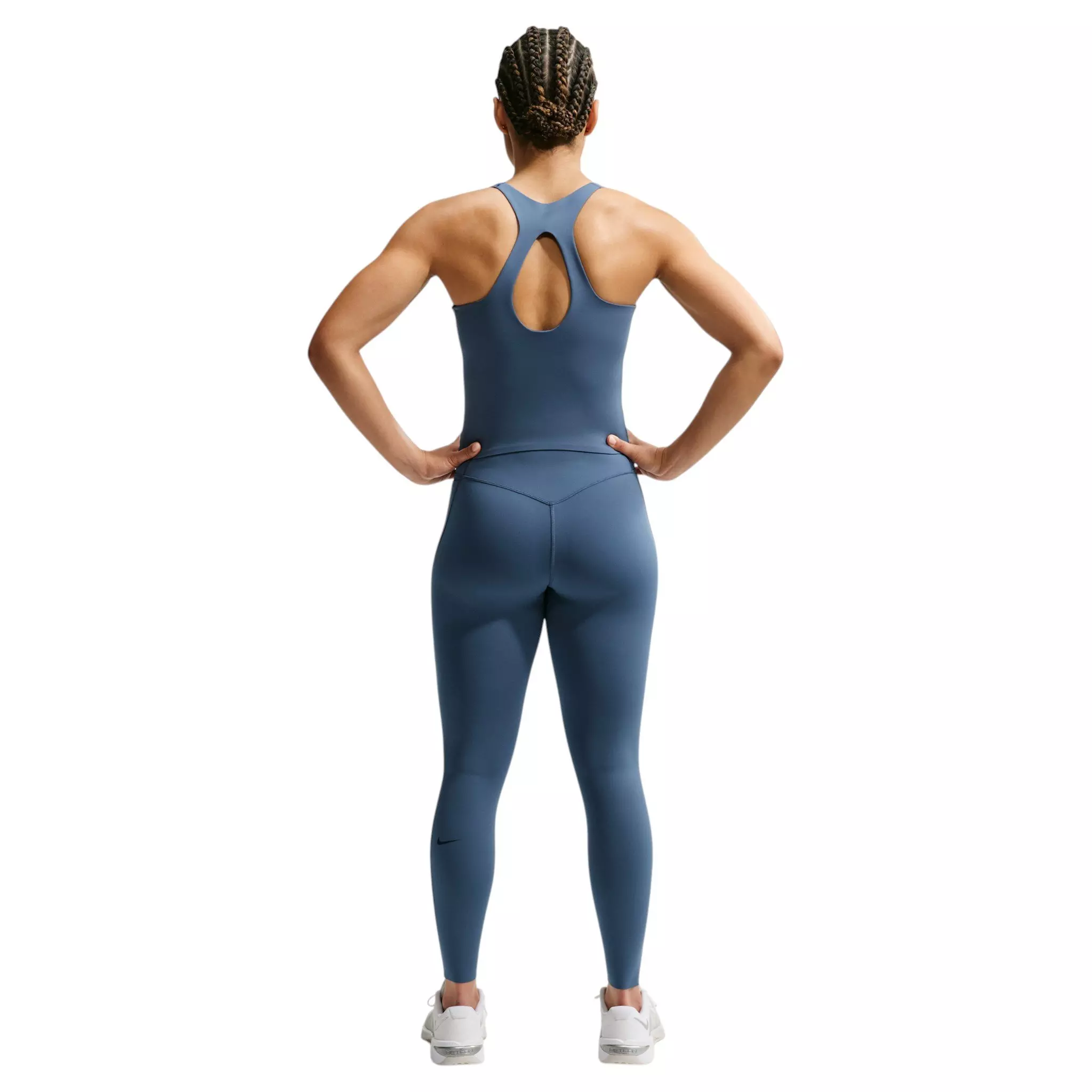 Nike Women's Universa High-Waisted 7/8 Leggings with No Front Seam - Slate Navy - SLATE NAVY