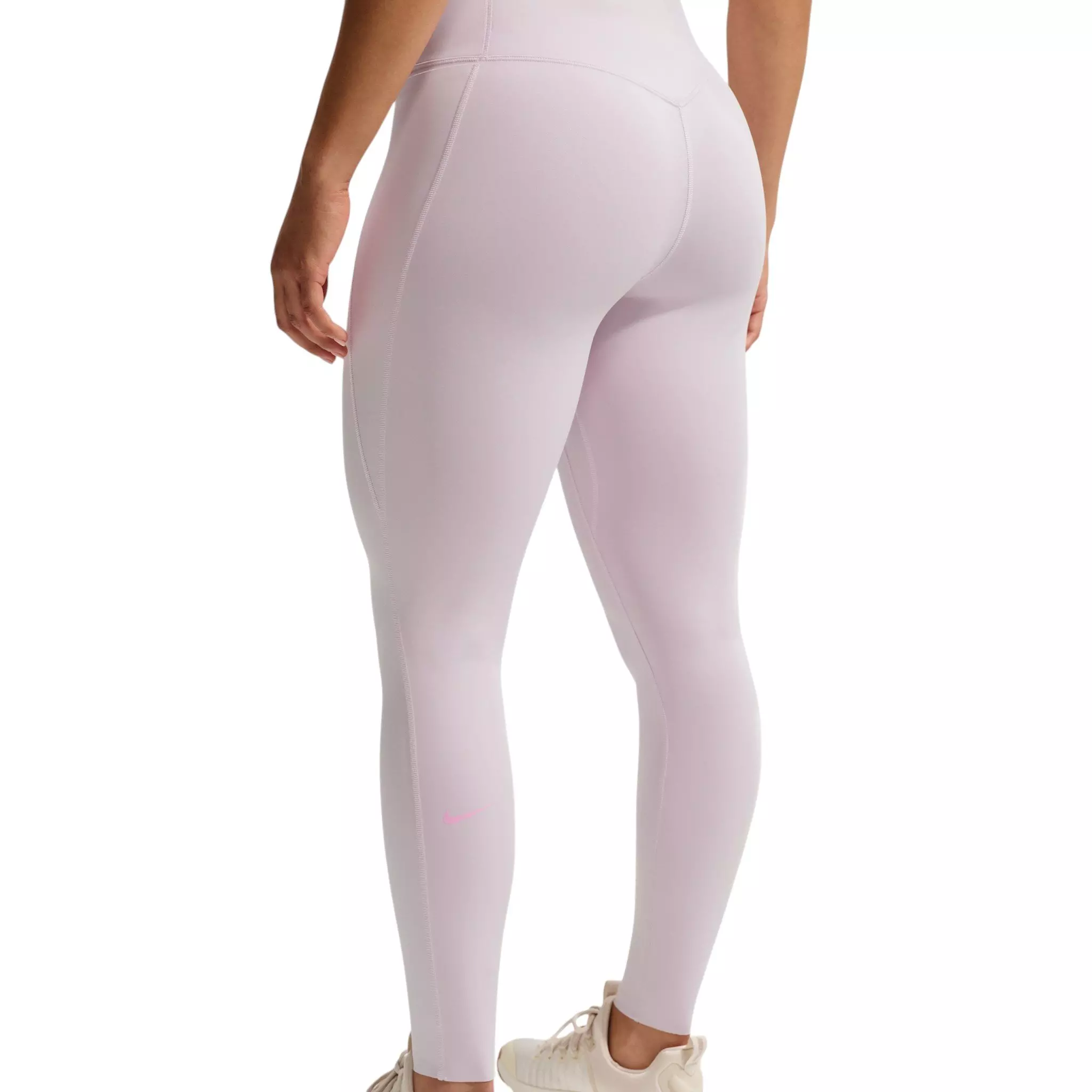 Nike Women's Universa High-Waisted 7/8 Leggings with No Front Seam - Bleached Lilac/Pink - BLEACHED LILAC/PINK