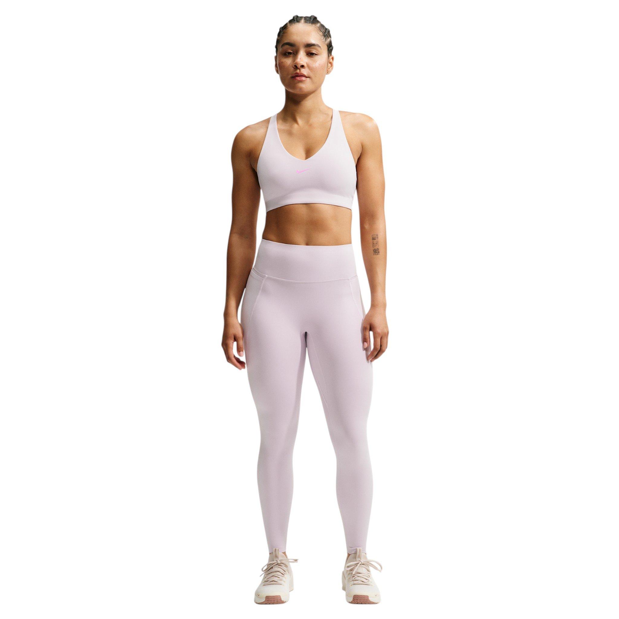 Nike Women's Universa High-Waisted 7/8 Leggings with No Front Seam - Bleached Lilac/Pink - BLEACHED LILAC/PINK
