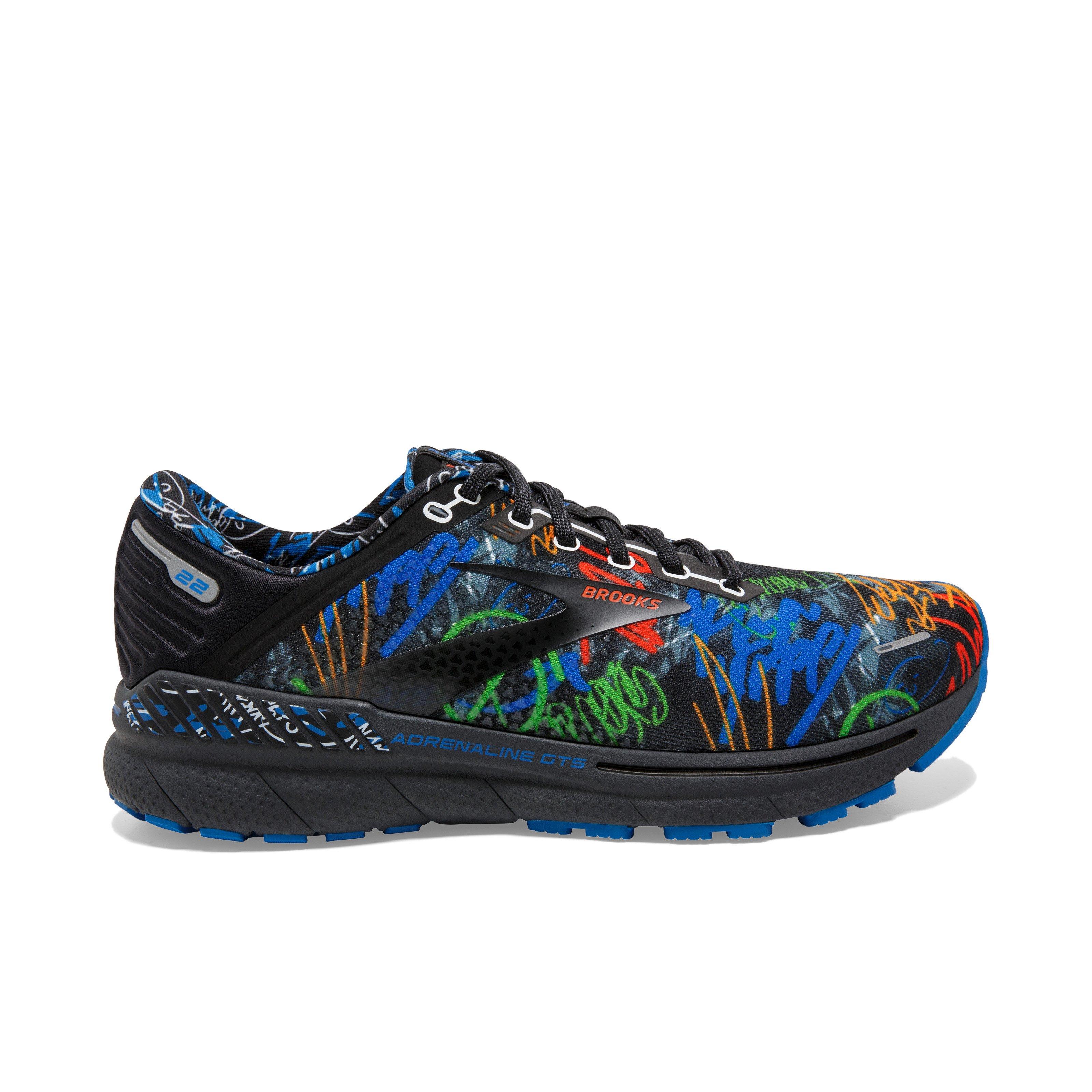 Brooks Adrenaline GTS 22 "Black/Blue/Multi Color" Men's Running Shoe - BLACK/BLUE/MULTICOLOR Thumbnail View 1