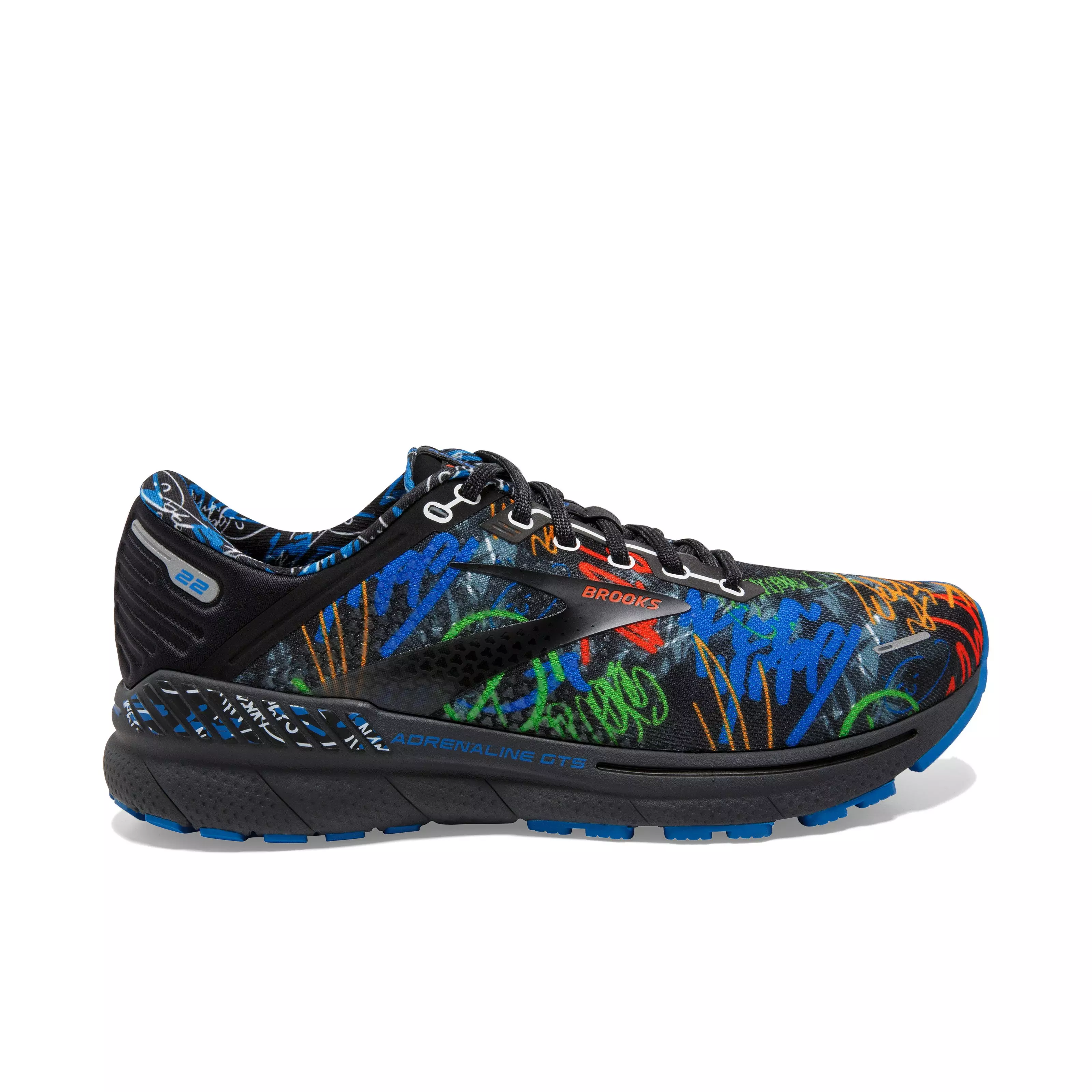 Brooks Adrenaline GTS 22 "Black/Blue/Multi Color" Men's Running Shoe - BLACK/BLUE/MULTICOLOR