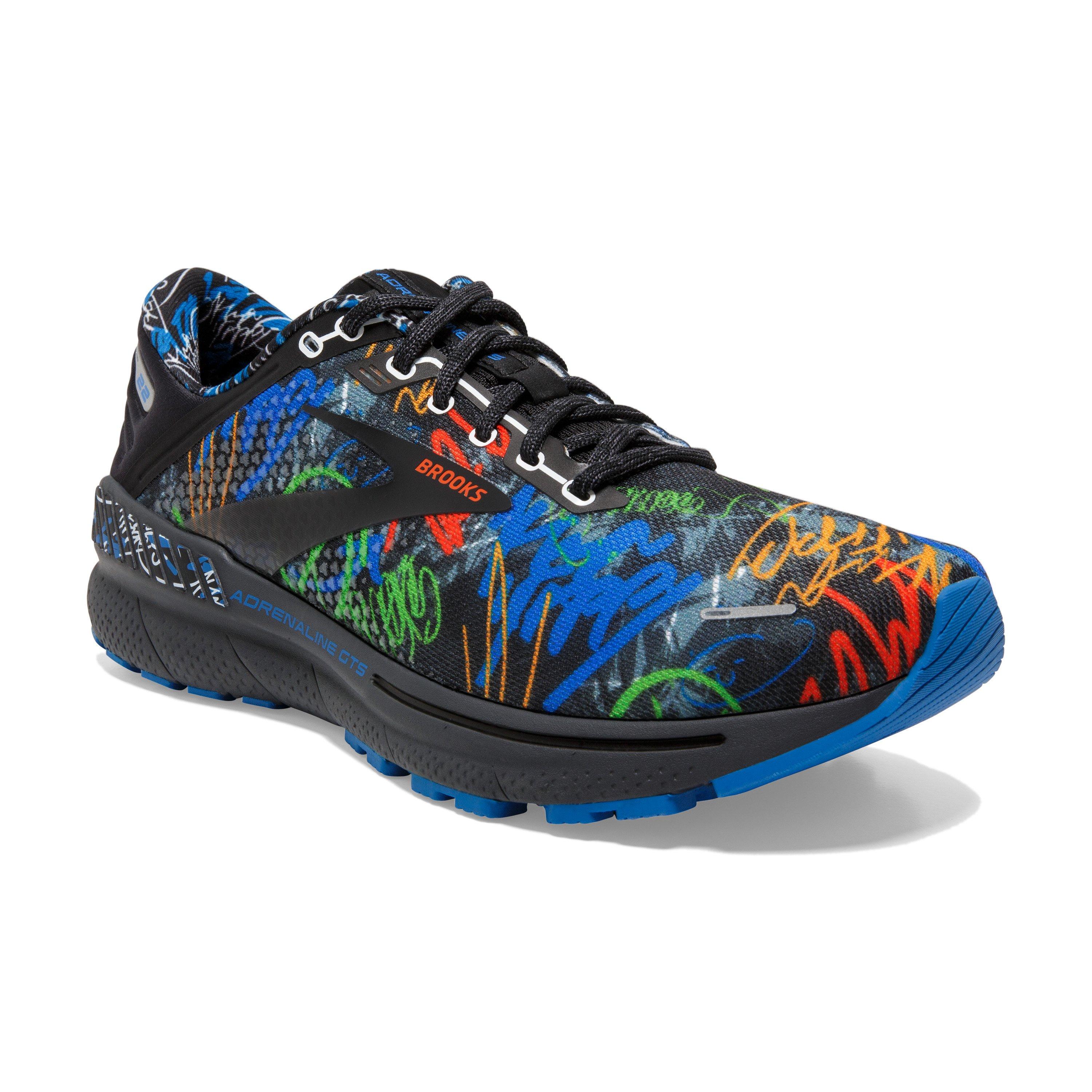 Brooks Adrenaline GTS 22 "Black/Blue/Multi Color" Men's Running Shoe - BLACK/BLUE/MULTICOLOR Thumbnail View 3