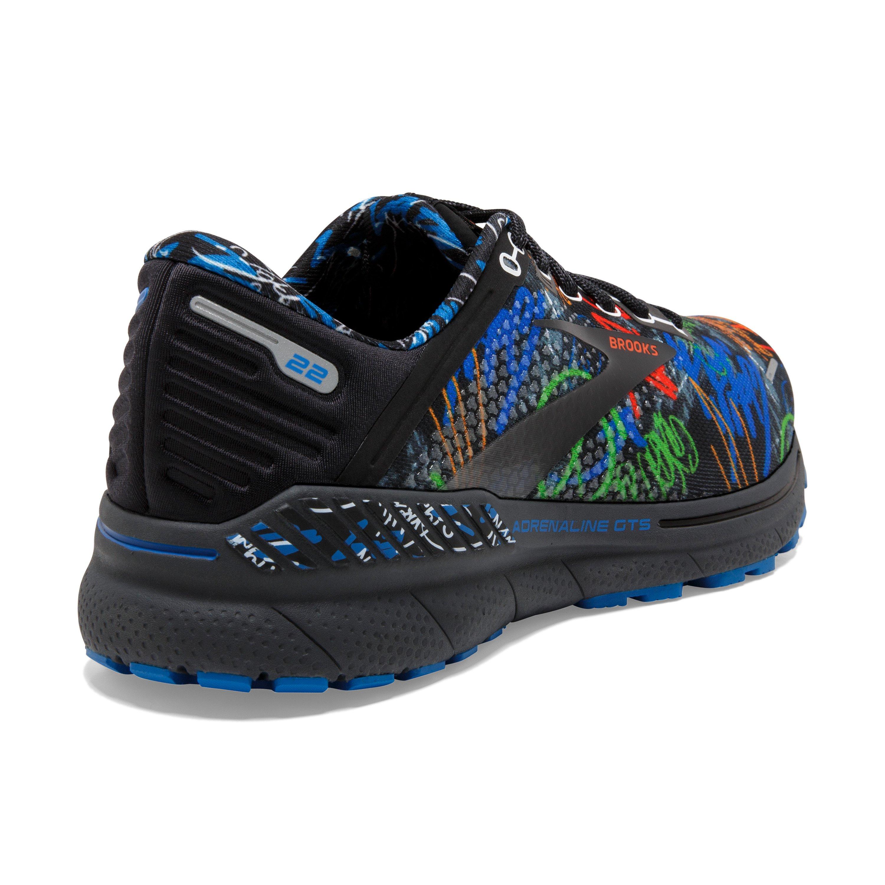 Brooks Adrenaline GTS 22 "Black/Blue/Multi Color" Men's Running Shoe - BLACK/BLUE/MULTICOLOR Thumbnail View 4