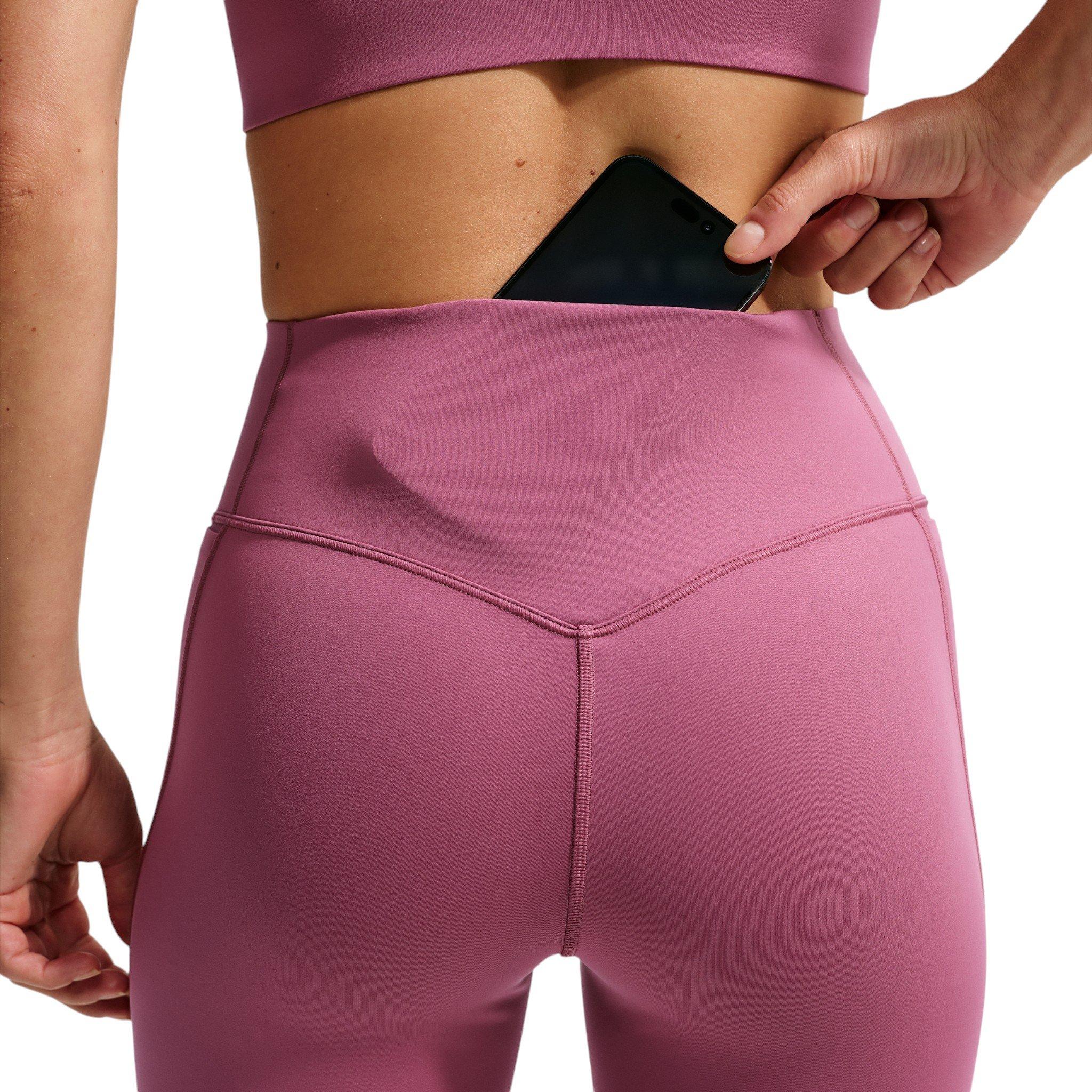 Nike Women's Universa High-Waisted 7/8 Leggings with No Front Seam - Pink Smoke - PINK SMOKE