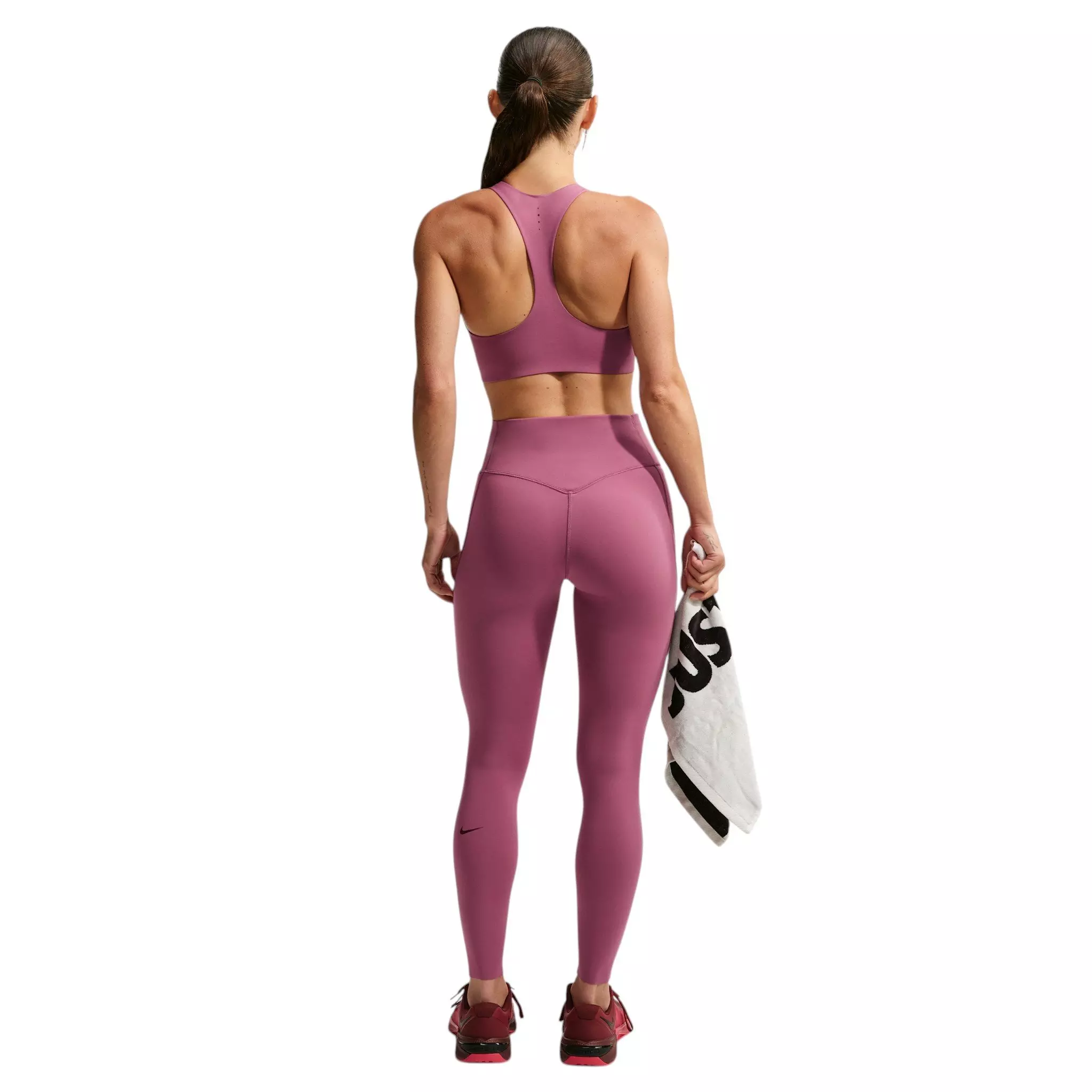 Nike Women's Universa High-Waisted 7/8 Leggings with No Front Seam - Pink Smoke - PINK SMOKE
