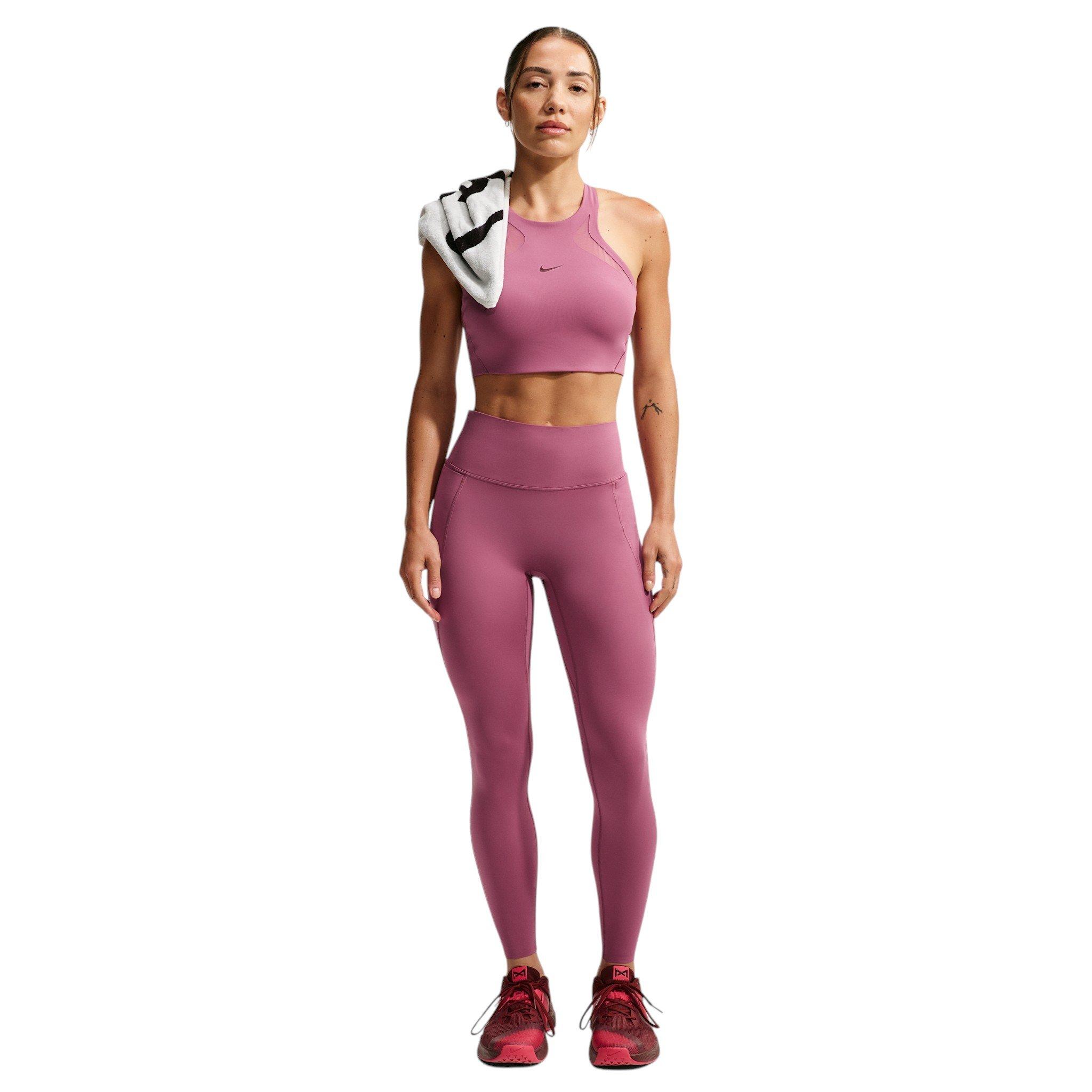 Nike Women's Universa High-Waisted 7/8 Leggings with No Front Seam - Pink Smoke - PINK SMOKE