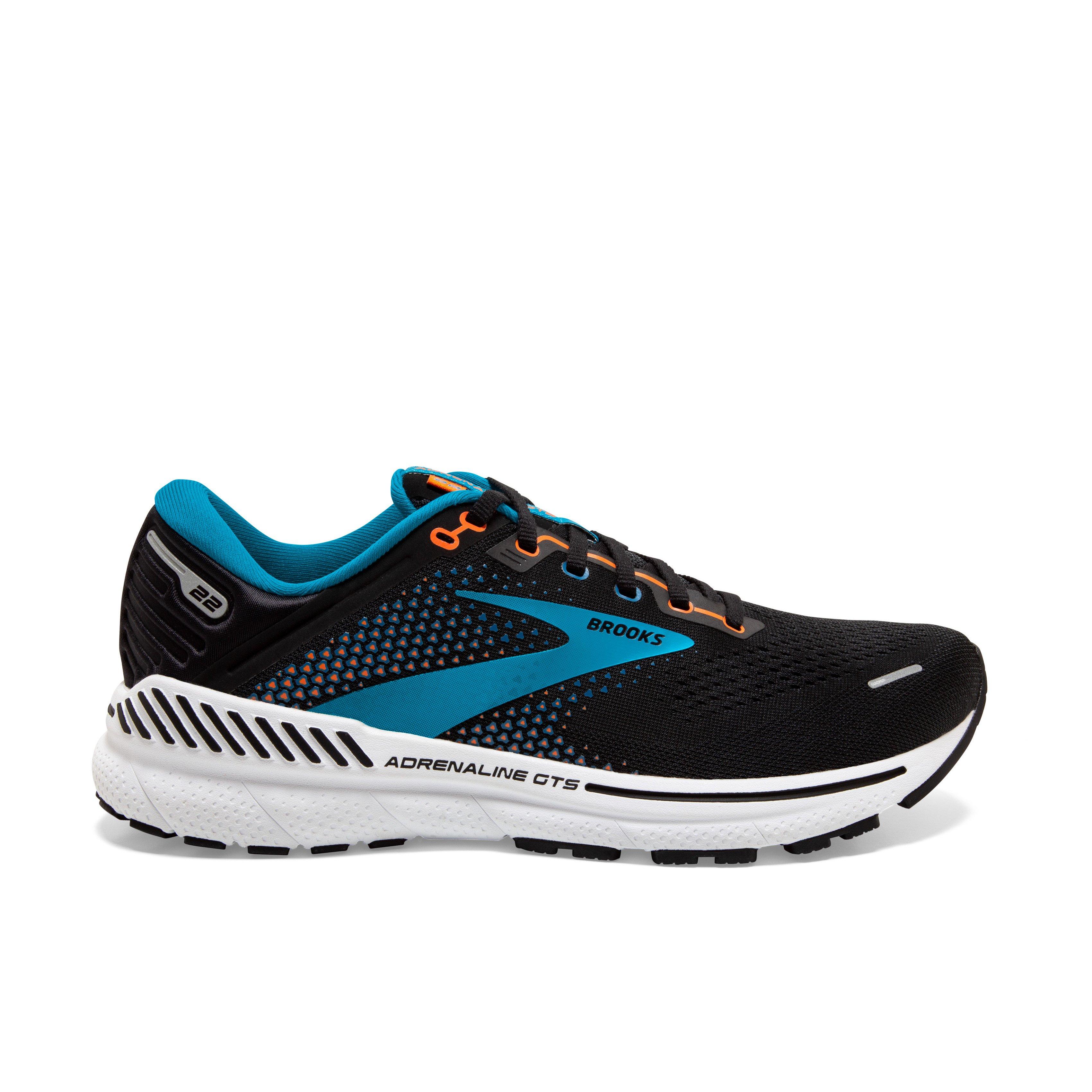 Brooks Adrenaline GTS 22 "Black/Blue/Orange" Men's Running Shoe - BLACK/BLUE/ORANGE Thumbnail View 1