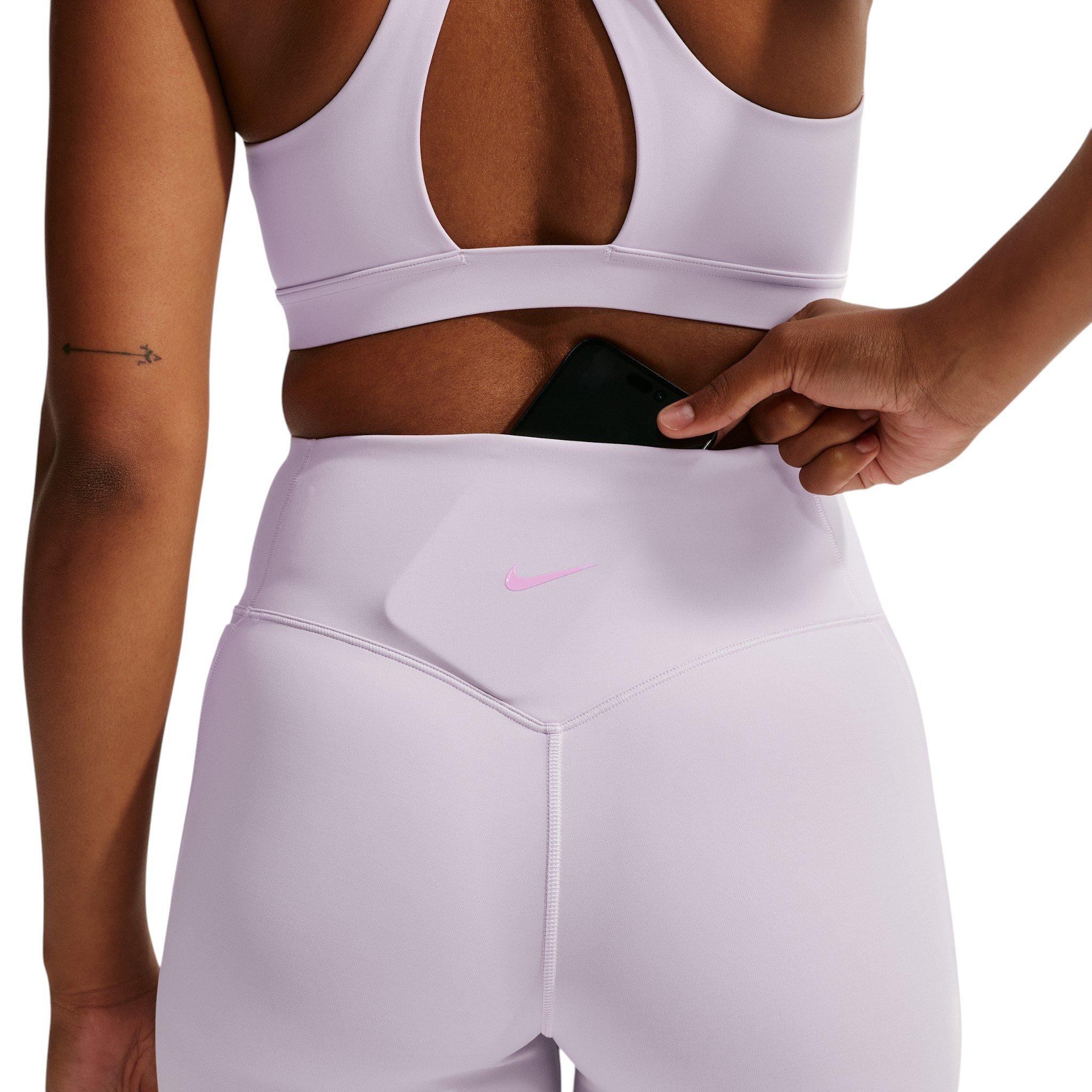 Nike Women's Universa High-Waisted 8" Biker Shorts with No Front Seam - Purple/Pink - PURPLE/PINK