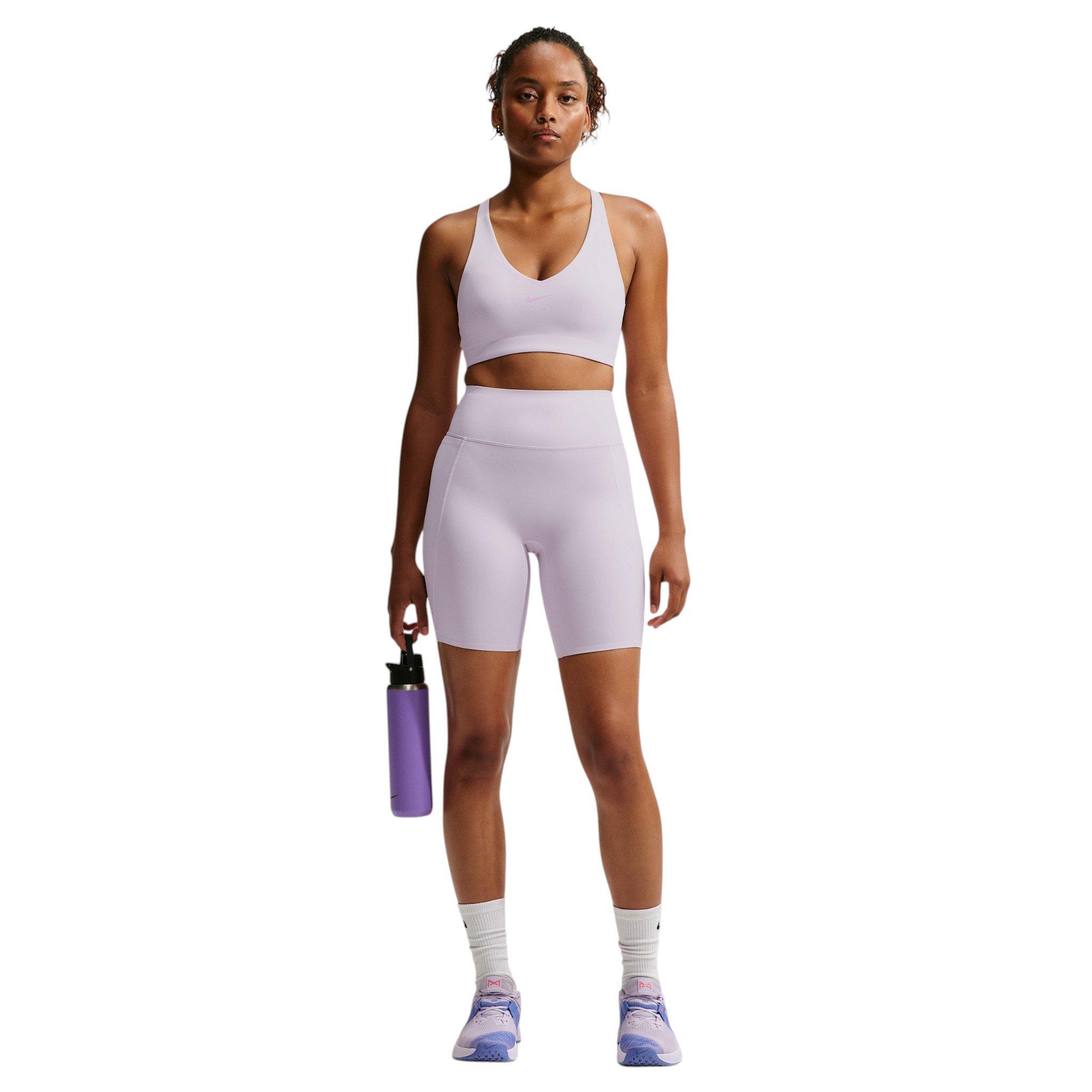Nike Women's Universa High-Waisted 8" Biker Shorts with No Front Seam - Purple/Pink - PURPLE/PINK