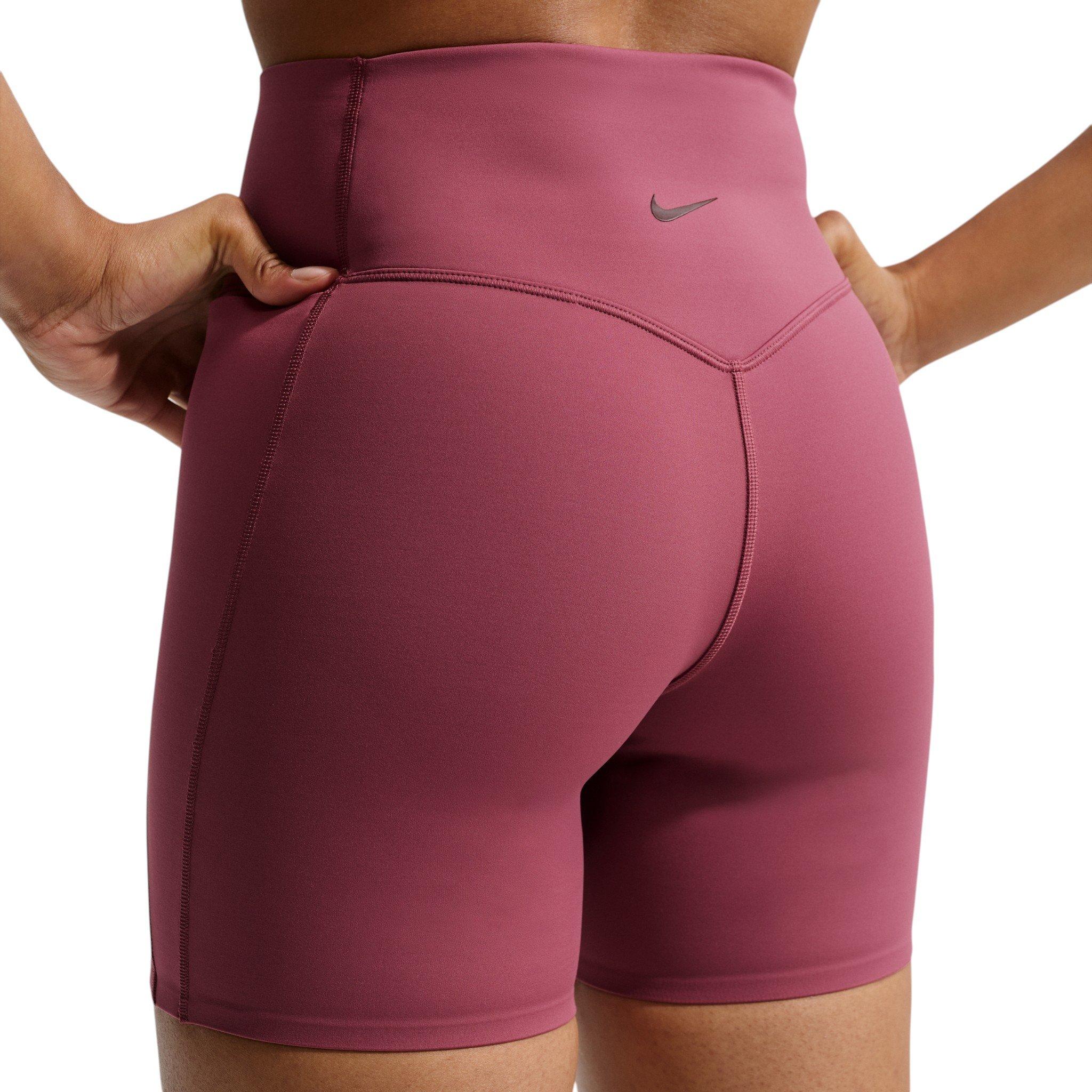 Nike Women's Universa High-Waisted 5" Biker Shorts with No Front Seam - Pink Smoke - PINK SMOKE