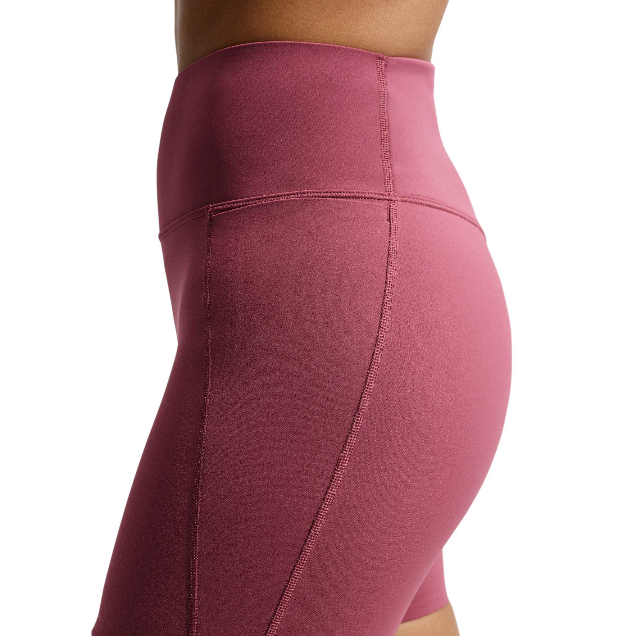 Nike Women's Universa High-Waisted 5" Biker Shorts with No Front Seam - Pink Smoke - PINK SMOKE