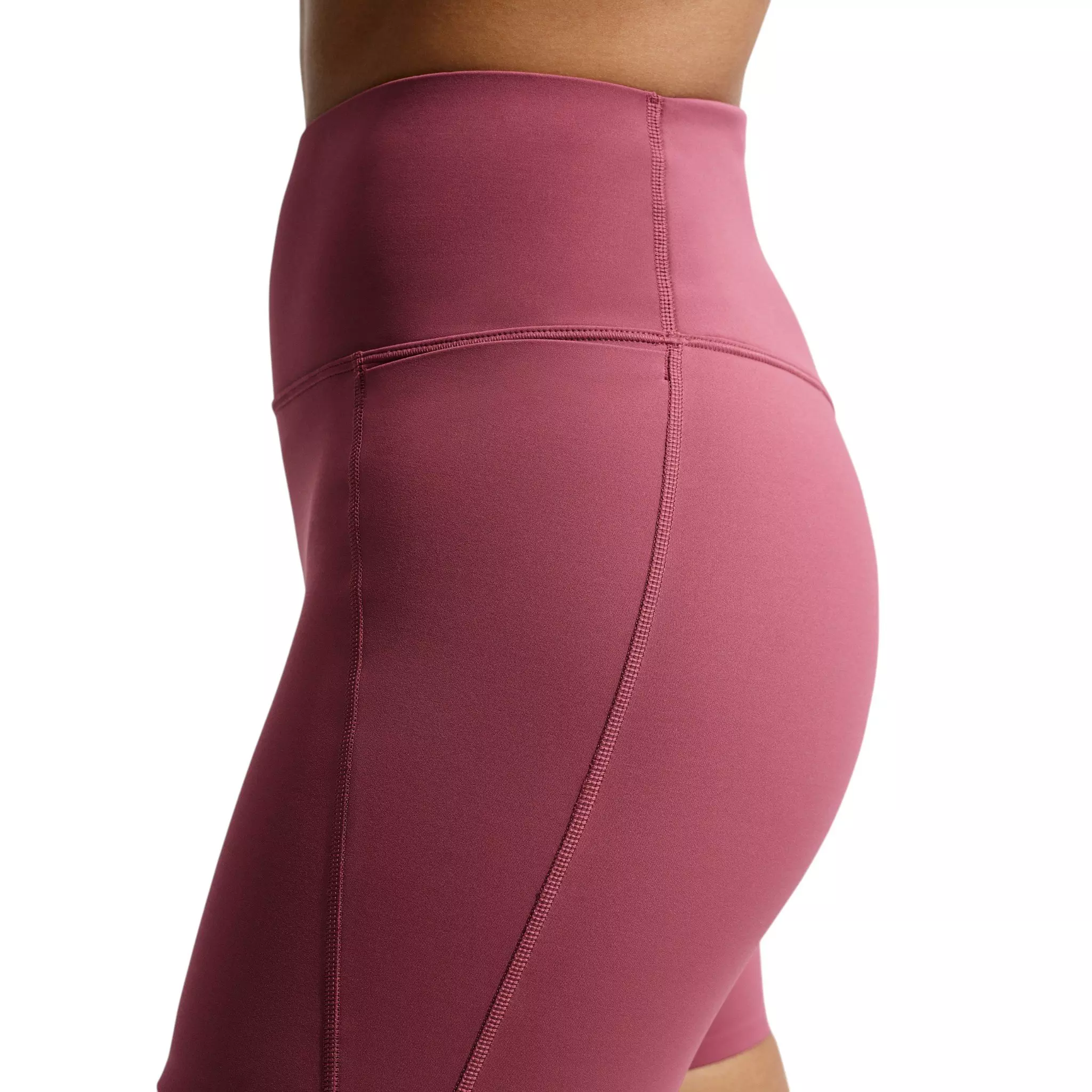 Nike Women's Universa High-Waisted 5" Biker Shorts with No Front Seam - Pink Smoke - PINK SMOKE