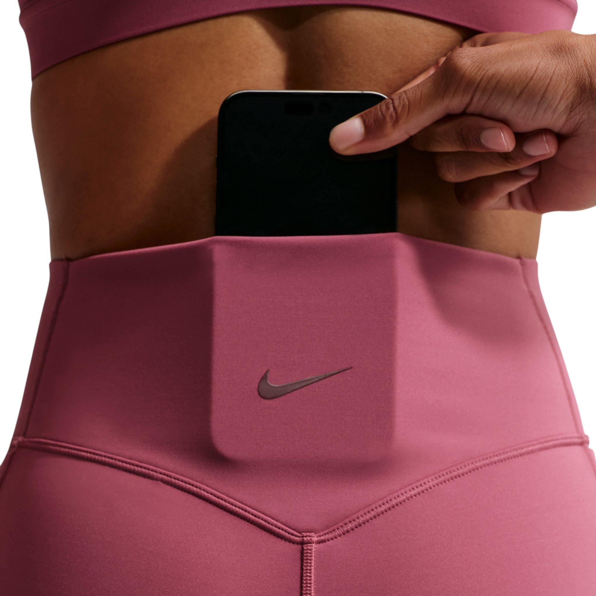 Nike Women's Universa High-Waisted 5" Biker Shorts with No Front Seam - Pink Smoke - PINK SMOKE