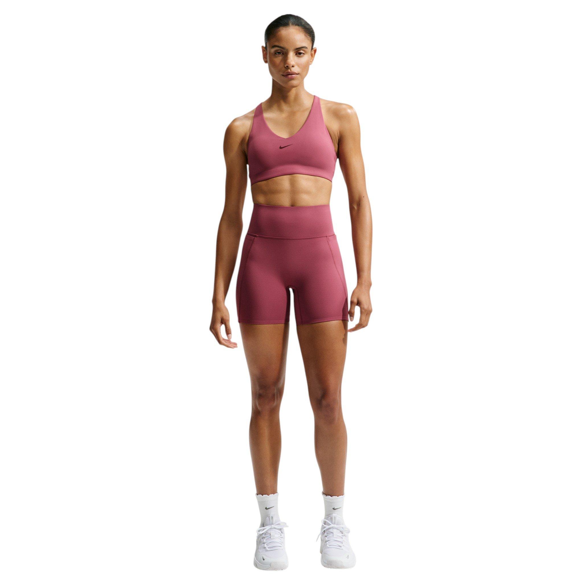 Nike Women's Universa High-Waisted 5" Biker Shorts with No Front Seam - Pink Smoke - PINK SMOKE