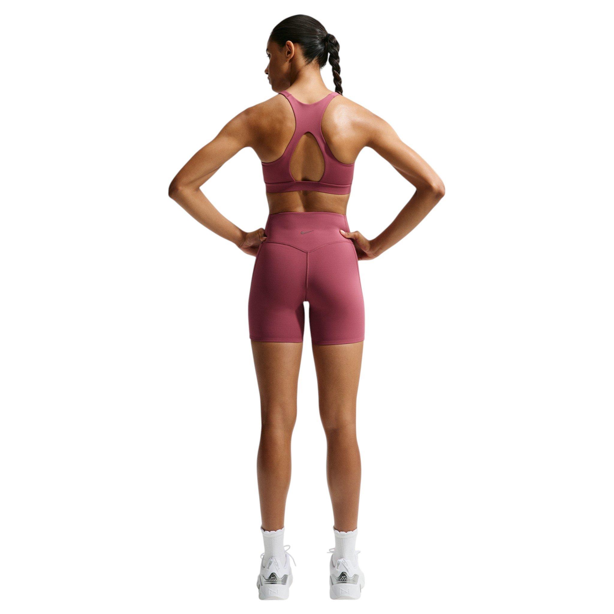 Nike Women's Universa High-Waisted 5" Biker Shorts with No Front Seam - Pink Smoke - PINK SMOKE