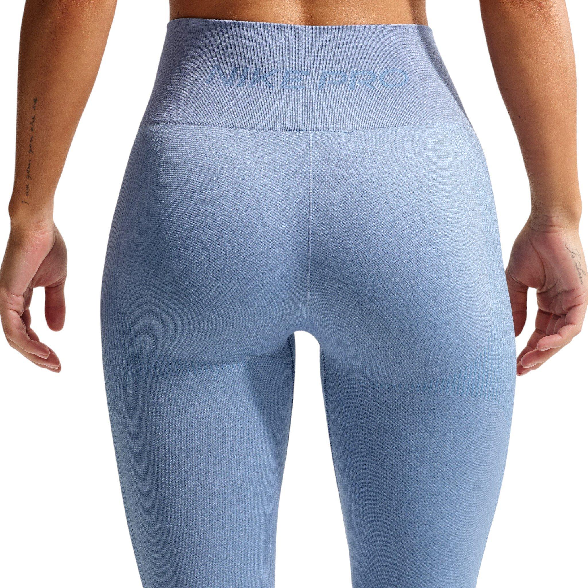 Nike Women's Pro Seamless High-Waisted 7/8 Leggings - Blue - BLUE