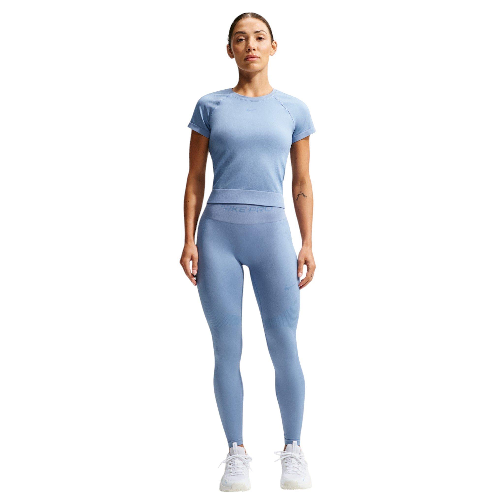 Nike Women's Pro Seamless High-Waisted 7/8 Leggings - Blue - BLUE