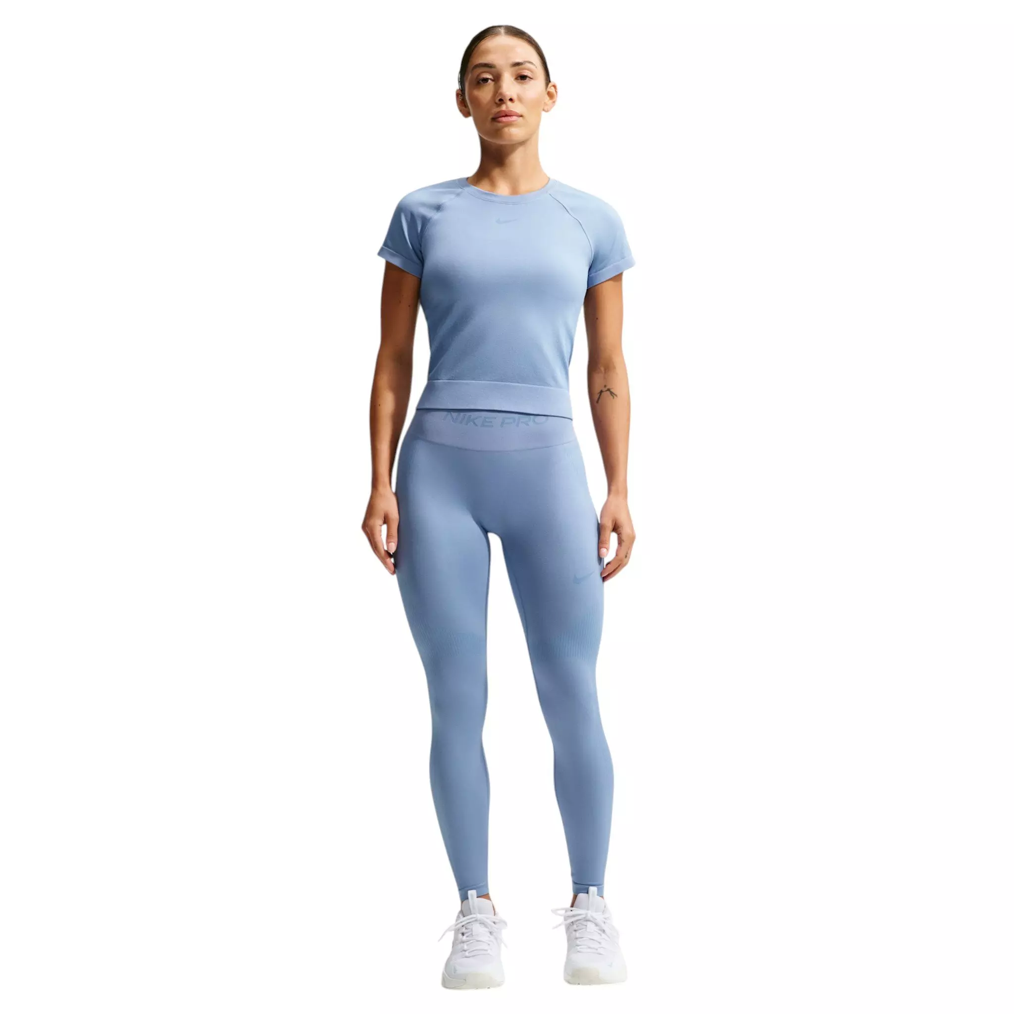 Nike Women's Pro Seamless High-Waisted 7/8 Leggings - Blue - BLUE