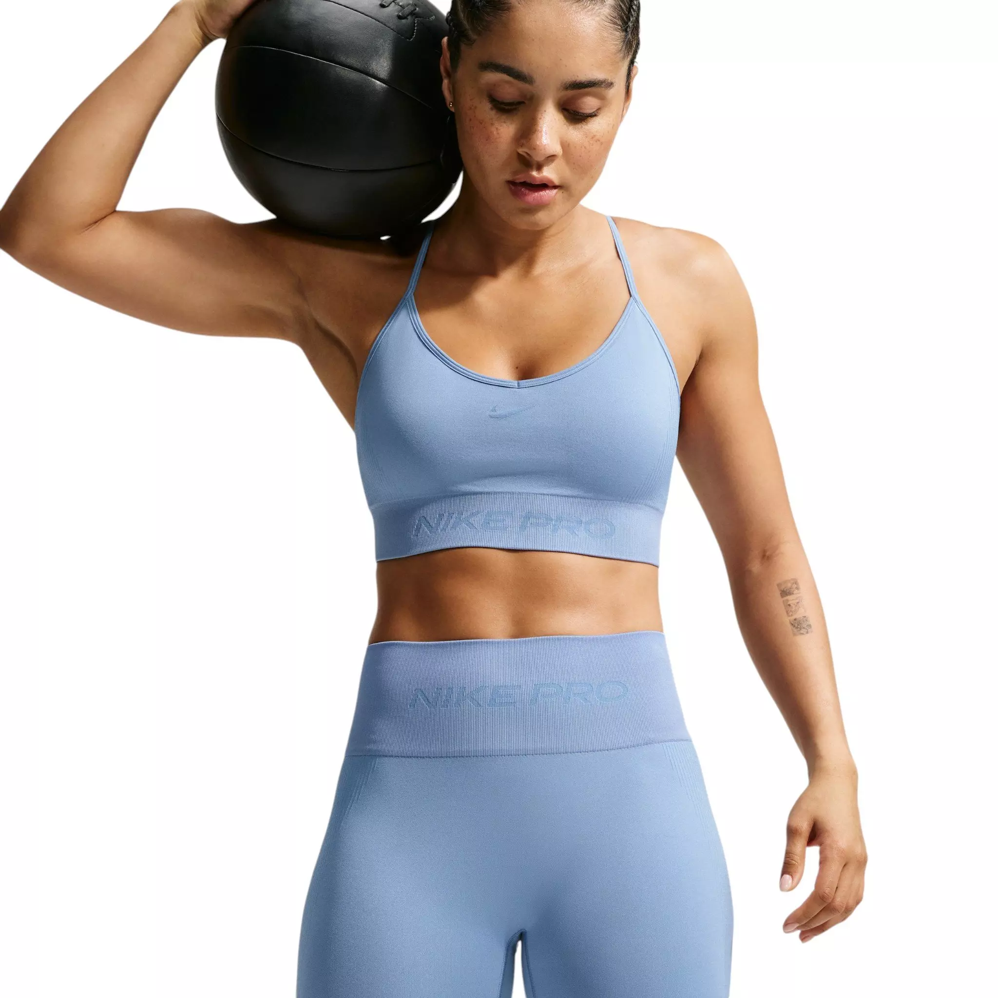 Nike Women's Pro Seamless Dri-FIT High-Waisted 5" Biker Shorts - Blue - BLUE