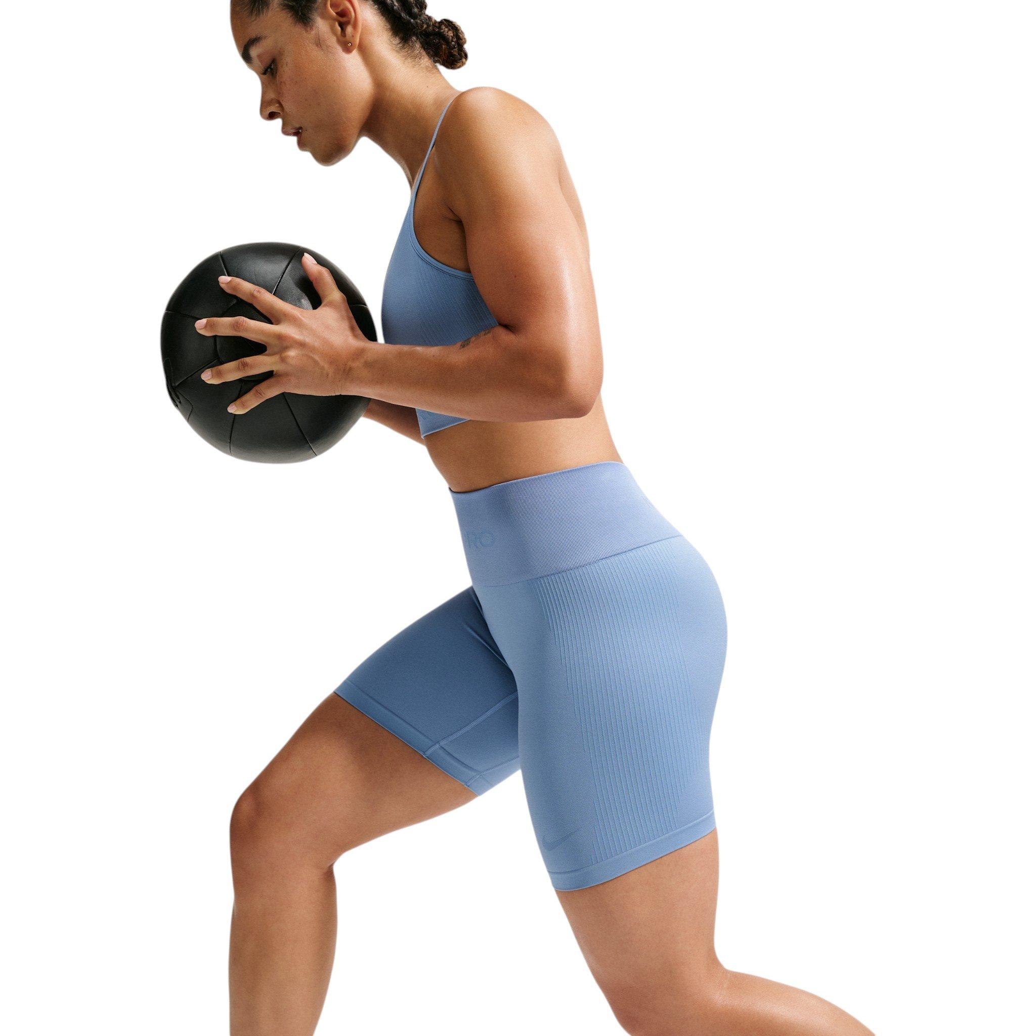 Nike Women's Pro Seamless Dri-FIT High-Waisted 5" Biker Shorts - Blue - BLUE