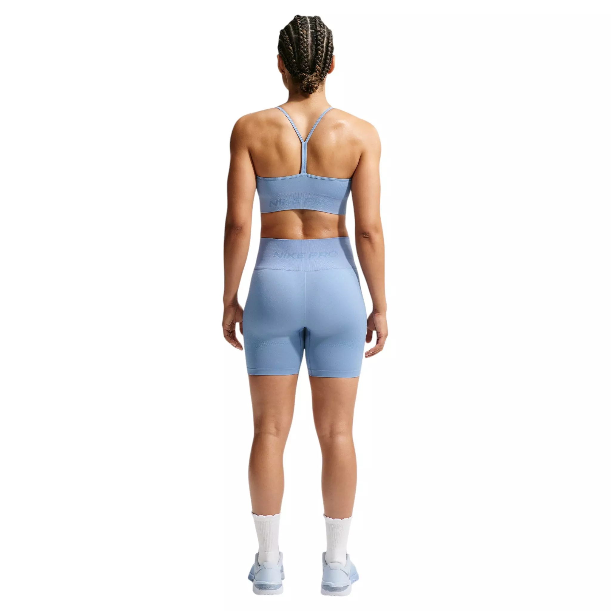 Nike Women's Pro Seamless Dri-FIT High-Waisted 5" Biker Shorts - Blue - BLUE