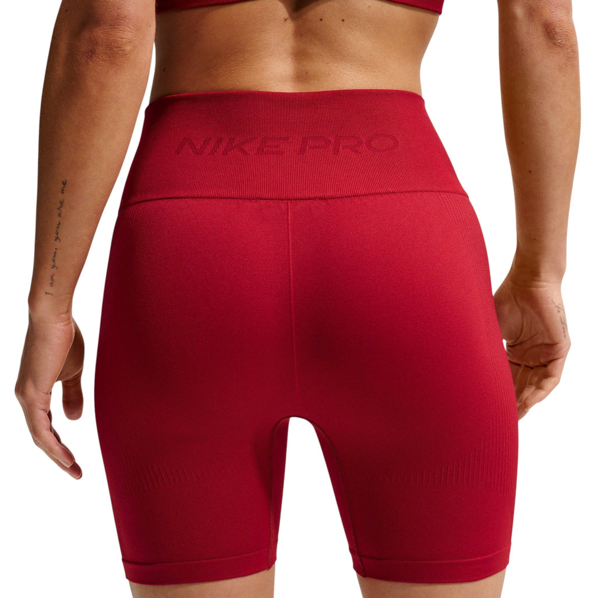 Nike Women's Pro Seamless Dri-FIT High-Waisted 5" Biker Shorts - Red - RED