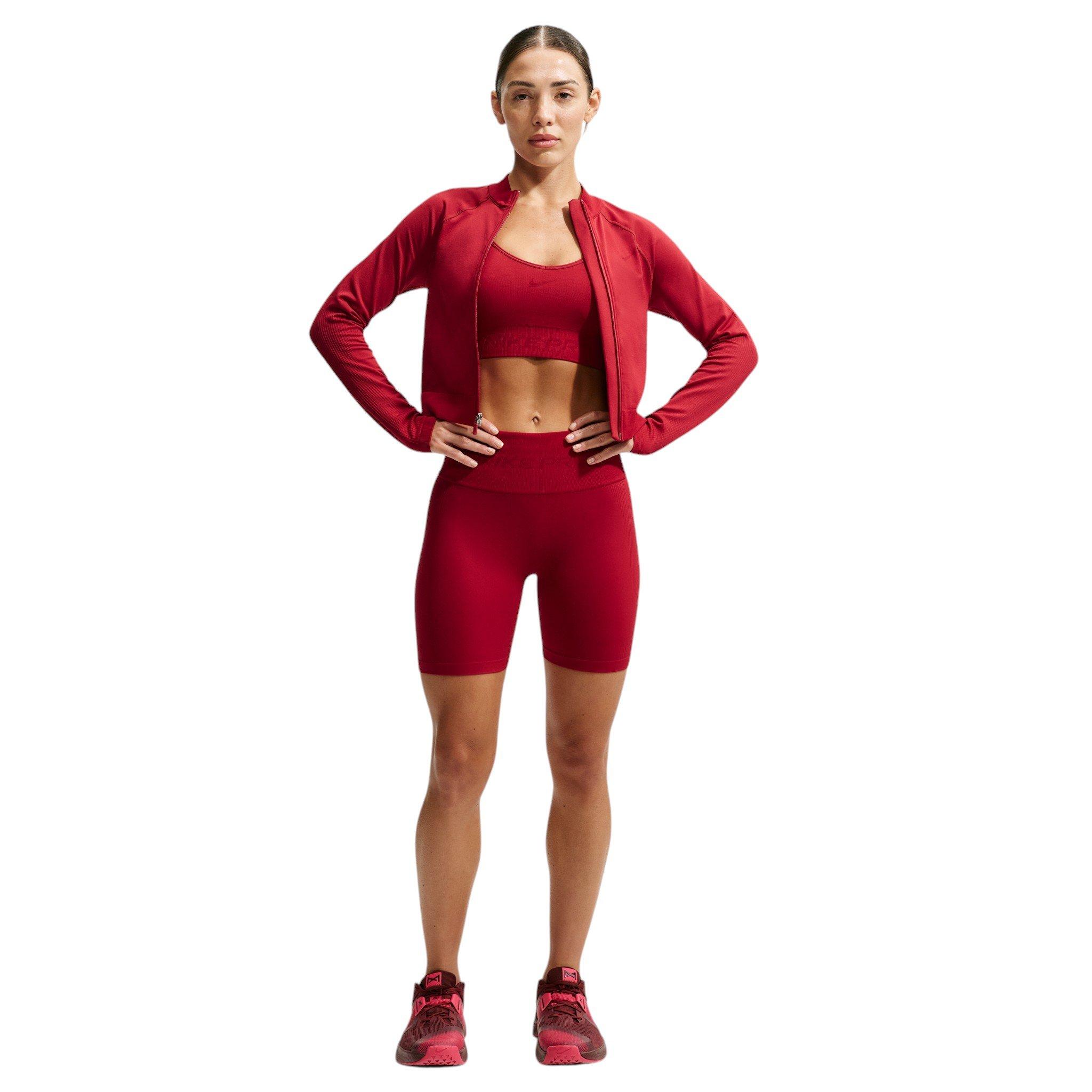 Nike Women's Pro Seamless Dri-FIT High-Waisted 5" Biker Shorts - Red - RED