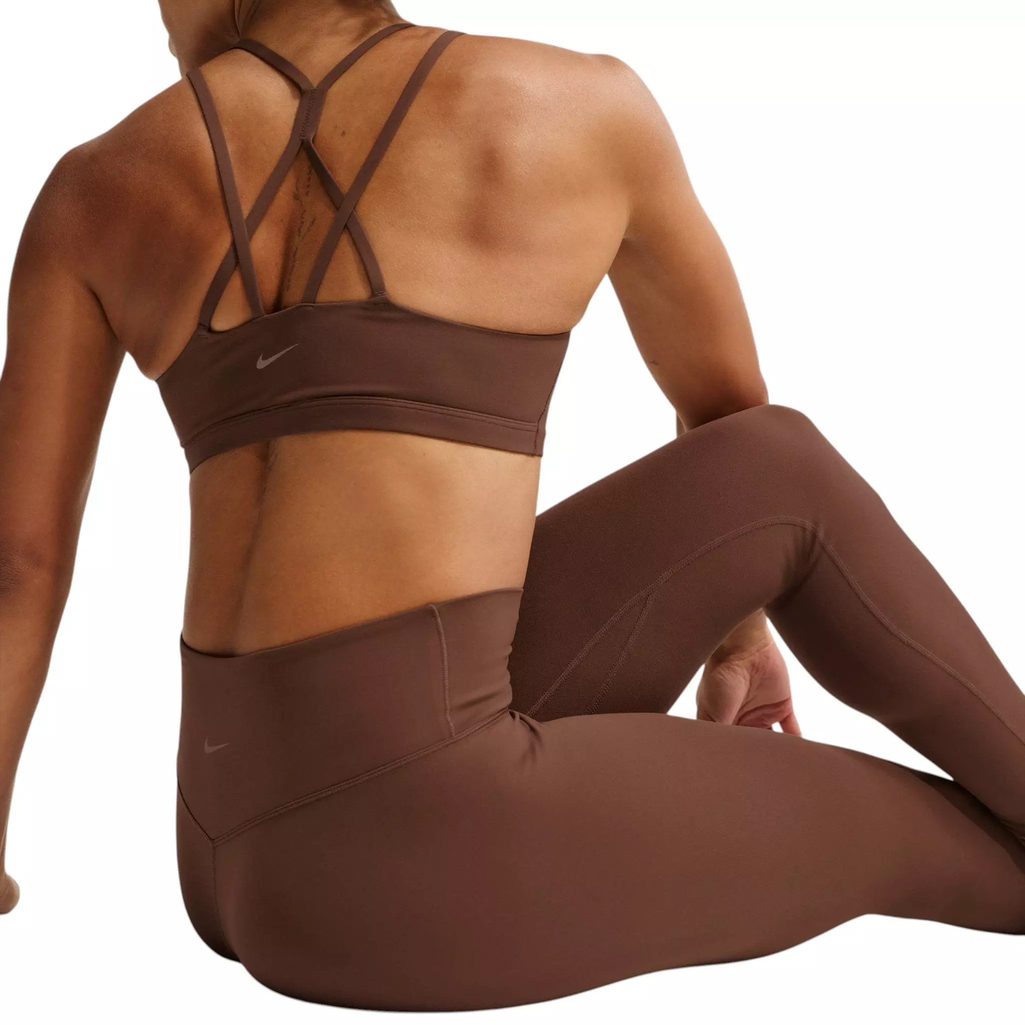 Nike Women's Zenvy High-Waisted Full-Length with No Front Seam - Brown - BROWN