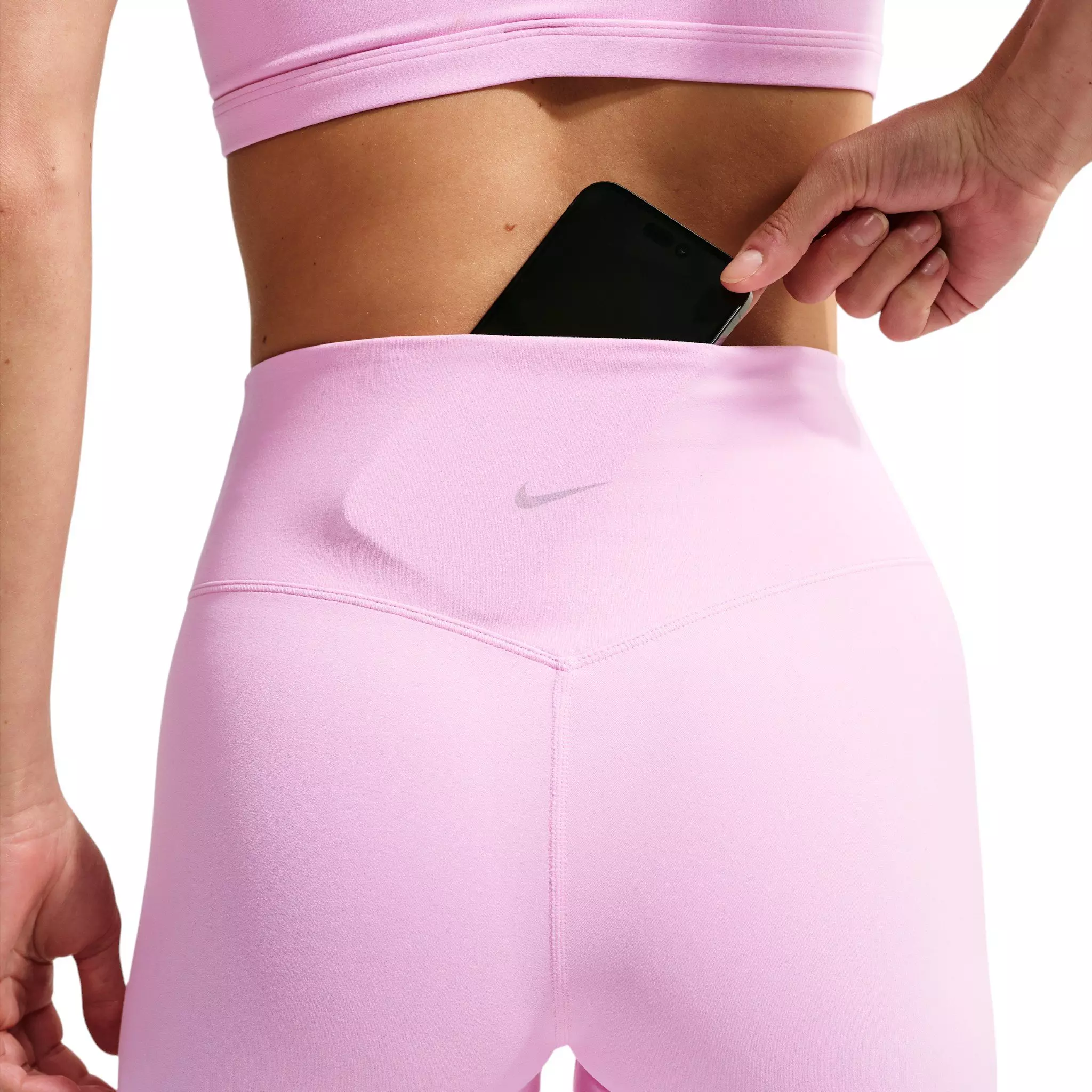 Nike Women's Zenvy High-Waisted 7/8 Leggings with No Front Seam - Pink - PINK